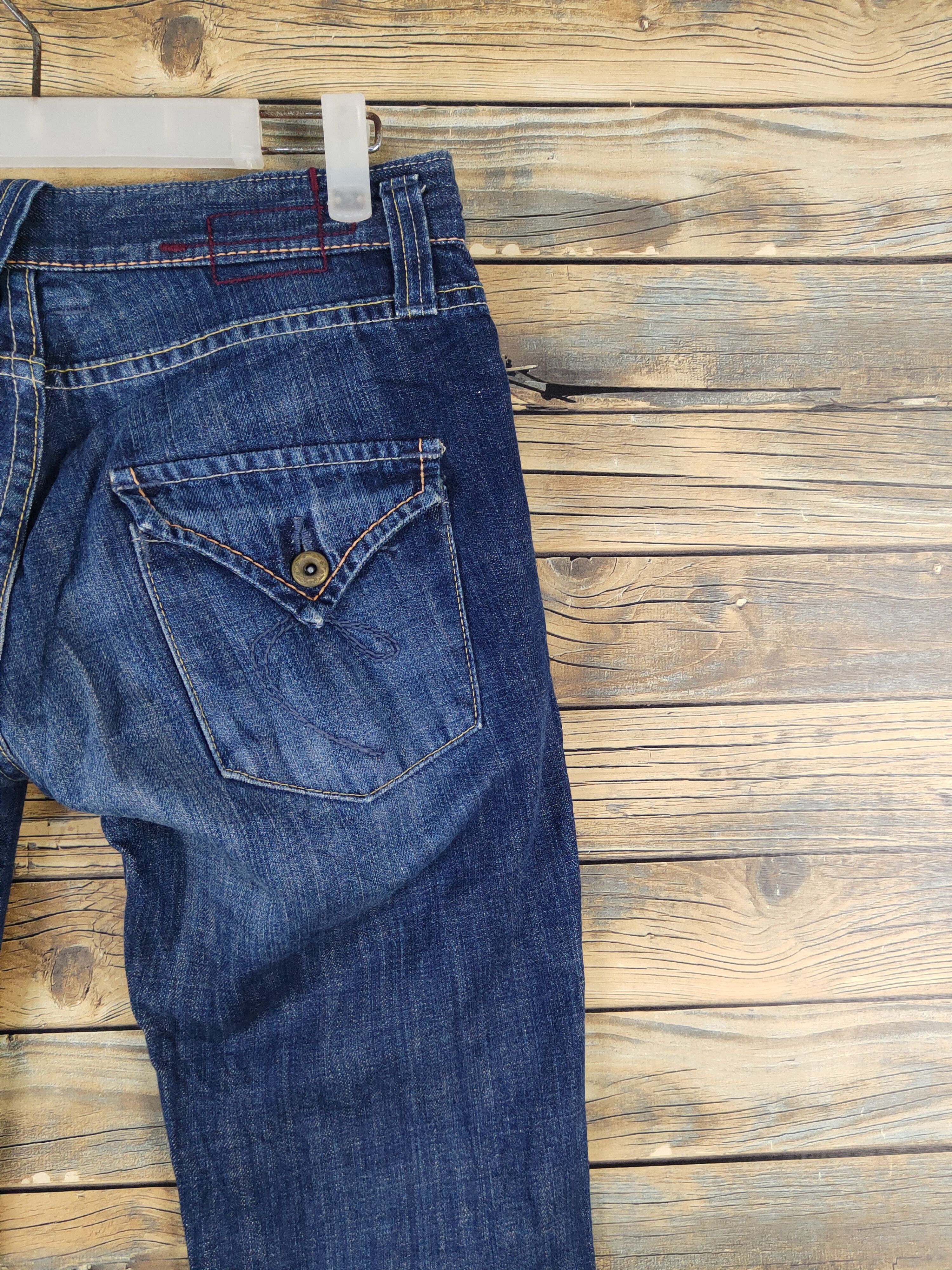 Japanese Brand Et Boite Dark Blue Distressed Ripped denim Jeans #W2058 Size 28" / US 6 / IT 42 - 11 Thumbnail