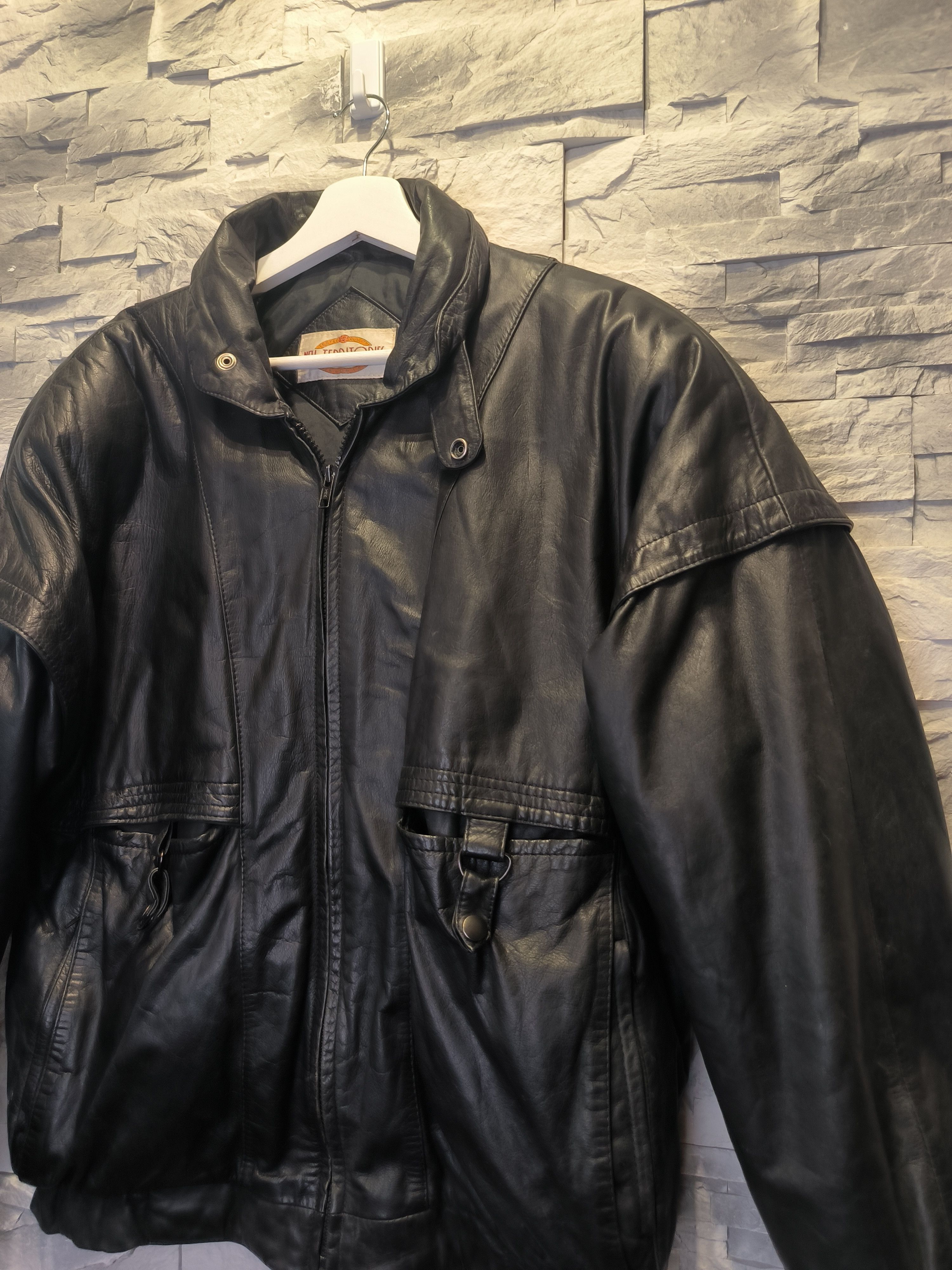 Vintage Vintage Leather Black Jacket New Territories Thermolite Size US M / EU 48-50 / 2 - 2 Thumbnail