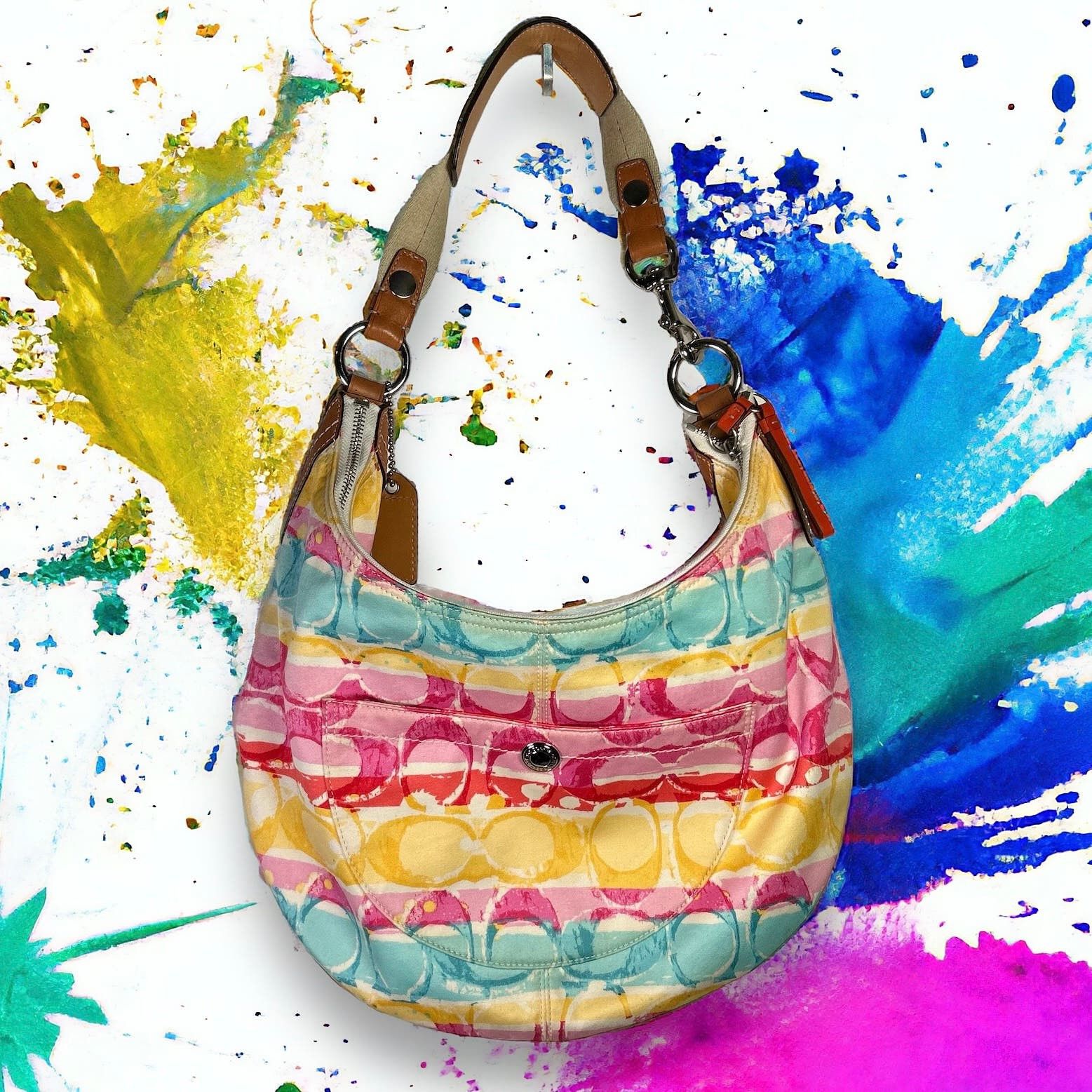 COACH signature C rainbow hobo store bag Y2K style