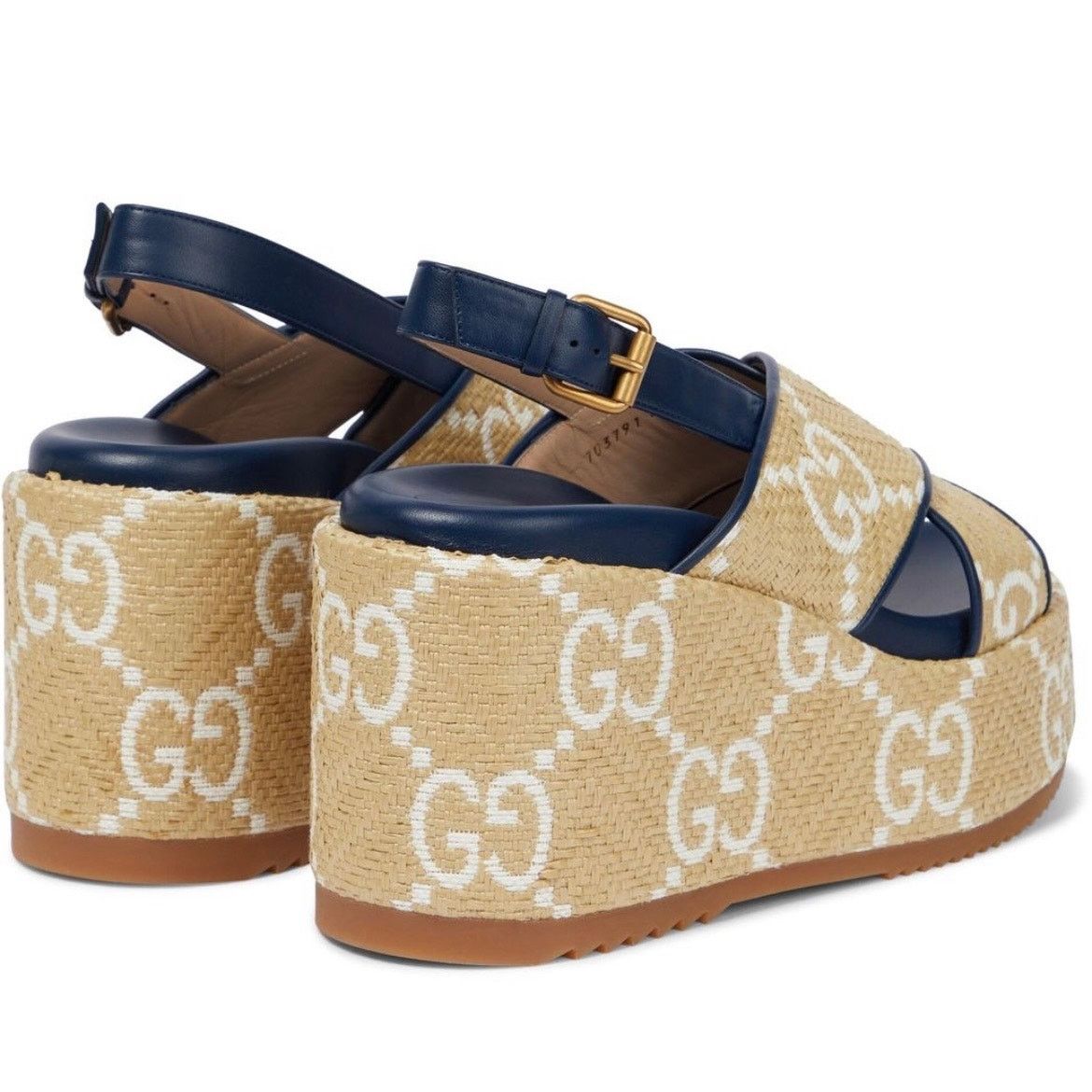 Gucci GUCCI GG logo raffia platform wedges 37.5 Size US 7.5 / IT 37.5 - 3 Thumbnail
