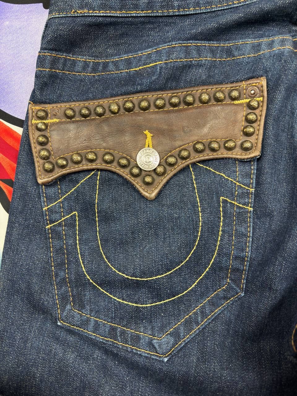 True Religion Vintage True Religion Denim Straight Jeans Leather Flap Size US 34 / EU 50 - 11 Thumbnail