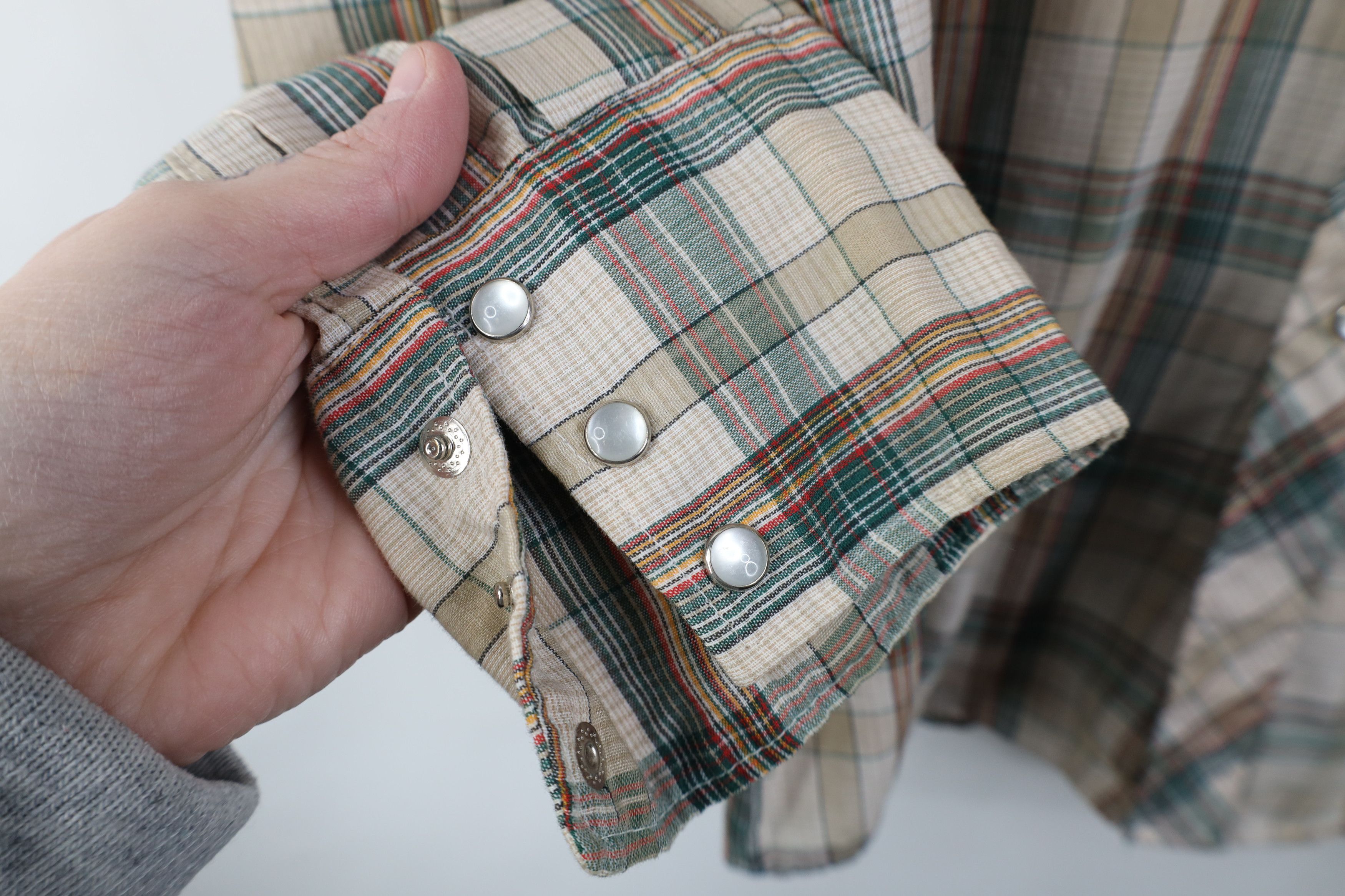 Vintage Vintage 70s Streetwear Rodeo Cowboy Snap Button Shirt Plaid Size US L / EU 52-54 / 3 - 7 Thumbnail
