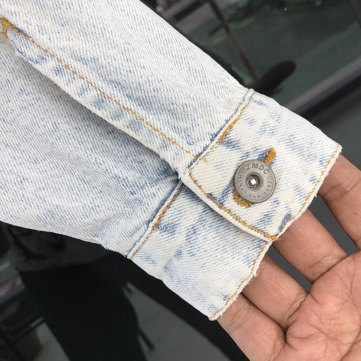 Zara Zara Mens Light Blue Studs Stones Skull Faded Wash Jacket Size US M / EU 48-50 / 2 - 14 Thumbnail