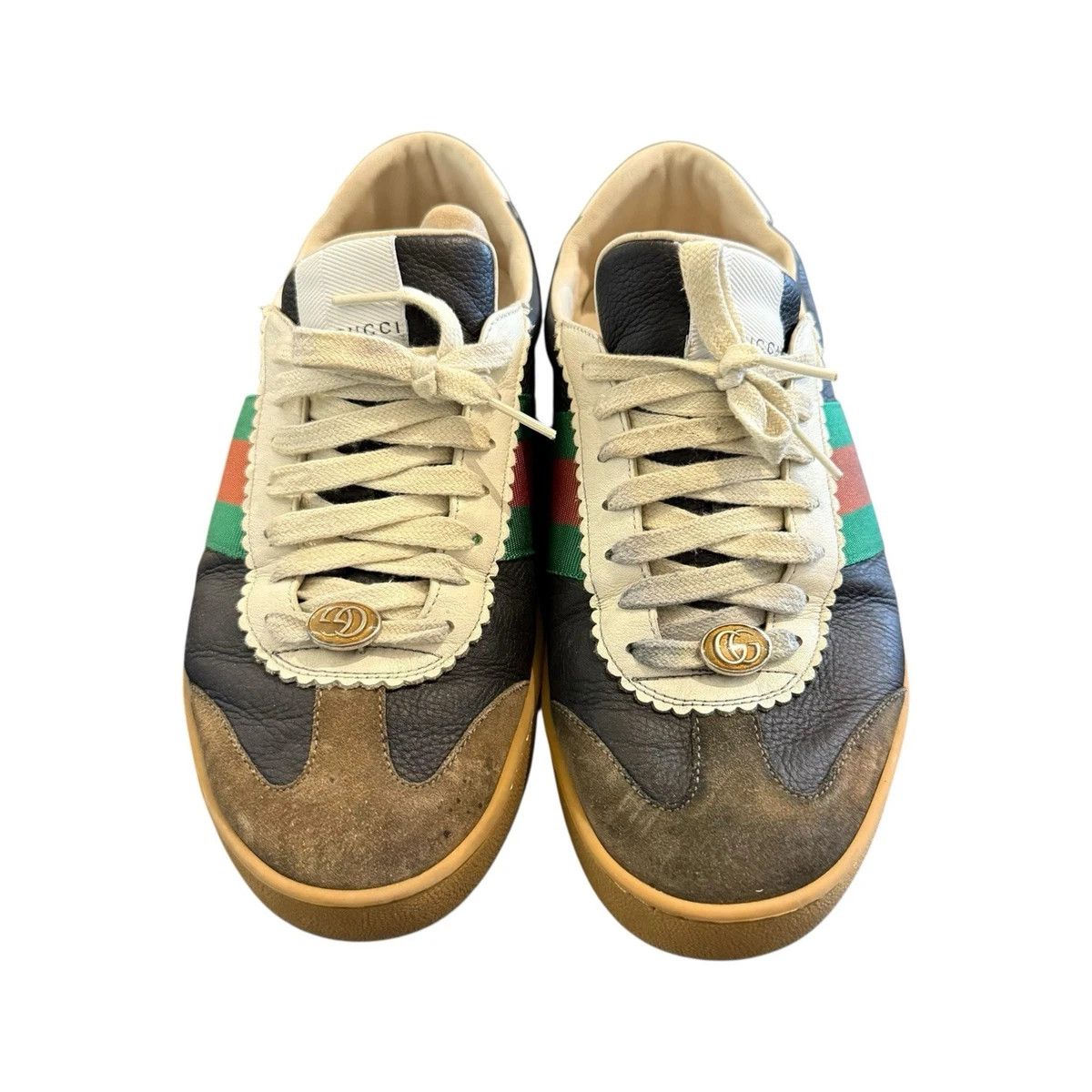 Gucci Gucci G74 Sneakers Black Leather 9 Web Gum Size US 9 / EU 42 - 5 Thumbnail