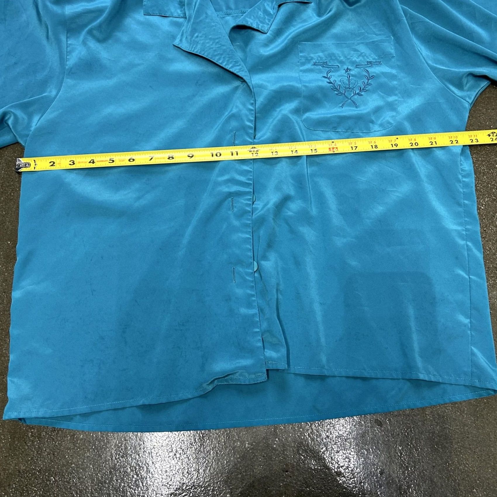 Liquid Blue Peters & Ashley Shirt Womens 16 Blue Liquid Silk Embroidered Button Front Top Size XXL / US 16-18 / IT 52-54 - 5 Thumbnail