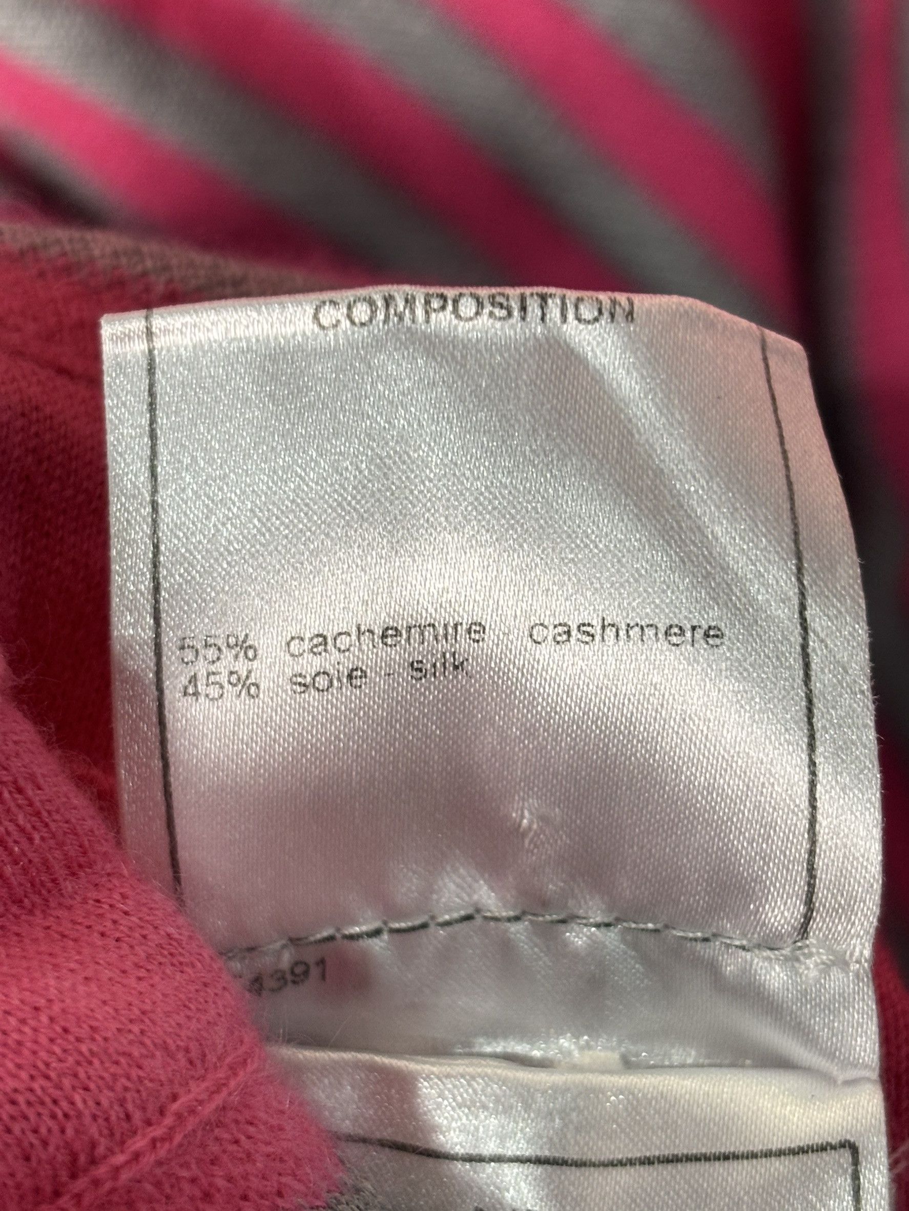 Chanel CHANEL Pink & Grey Striped Cashmere Silk Knit Cardigan Size XS / US 0-2 / IT 36-38 - 6 Thumbnail