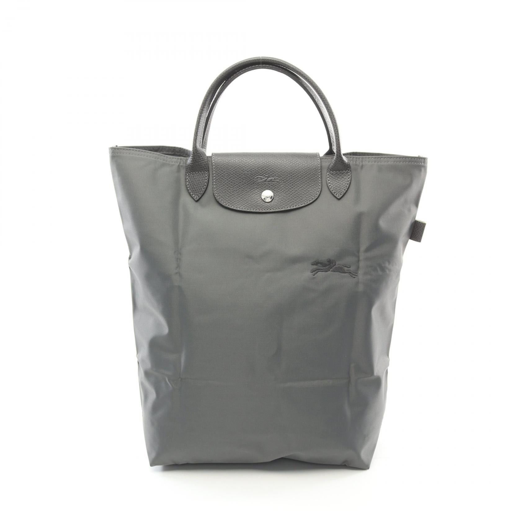 Longchamp Longchamp Le Preage Green M Shopping Bag Handbag Tote Fabric Leather Gray Size ONE SIZE - 1 Thumbnail