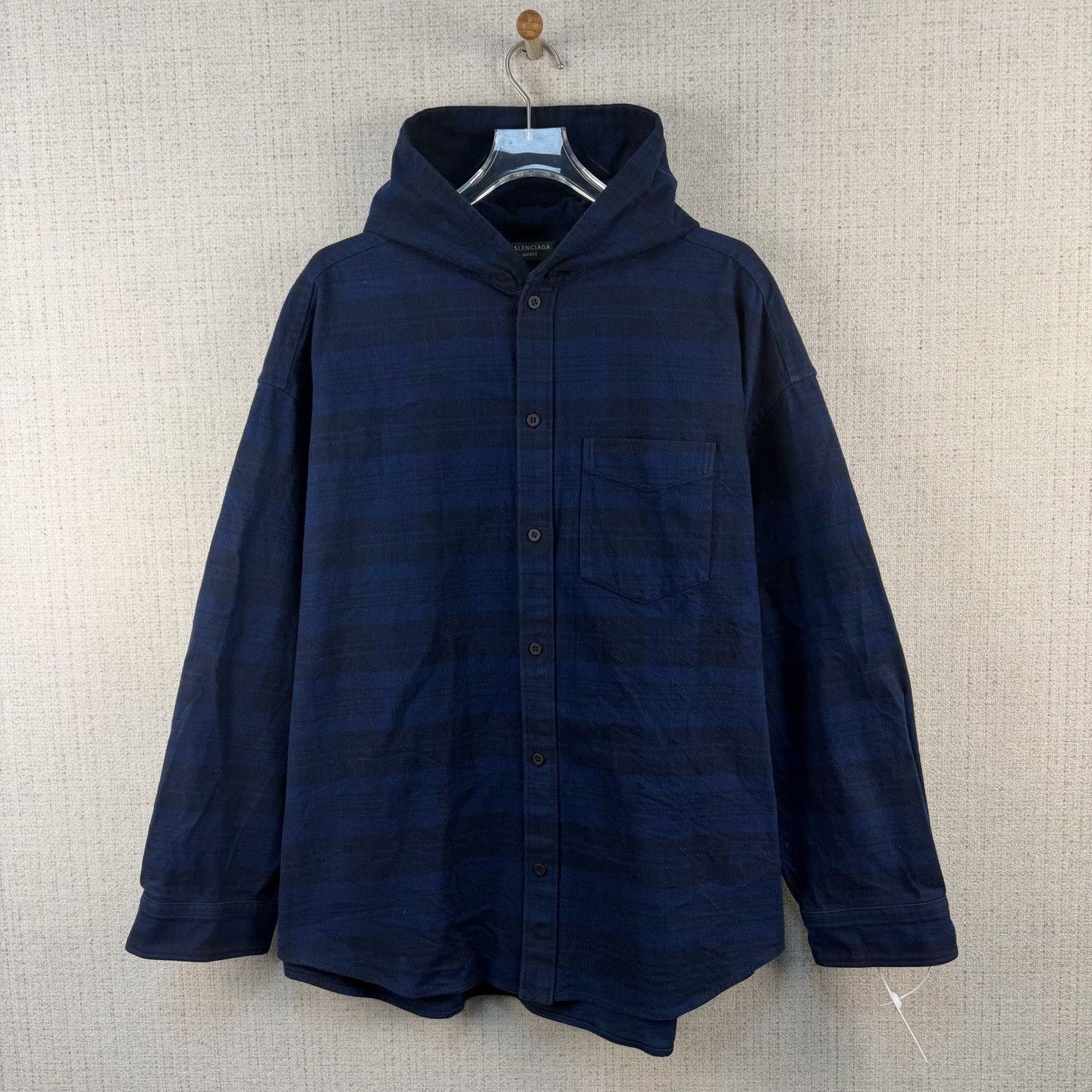 Balenciaga Balenciaga Plaid Embroidered Logo Hooded Jacket Size US S / EU 44-46 / 1 - 1 Thumbnail