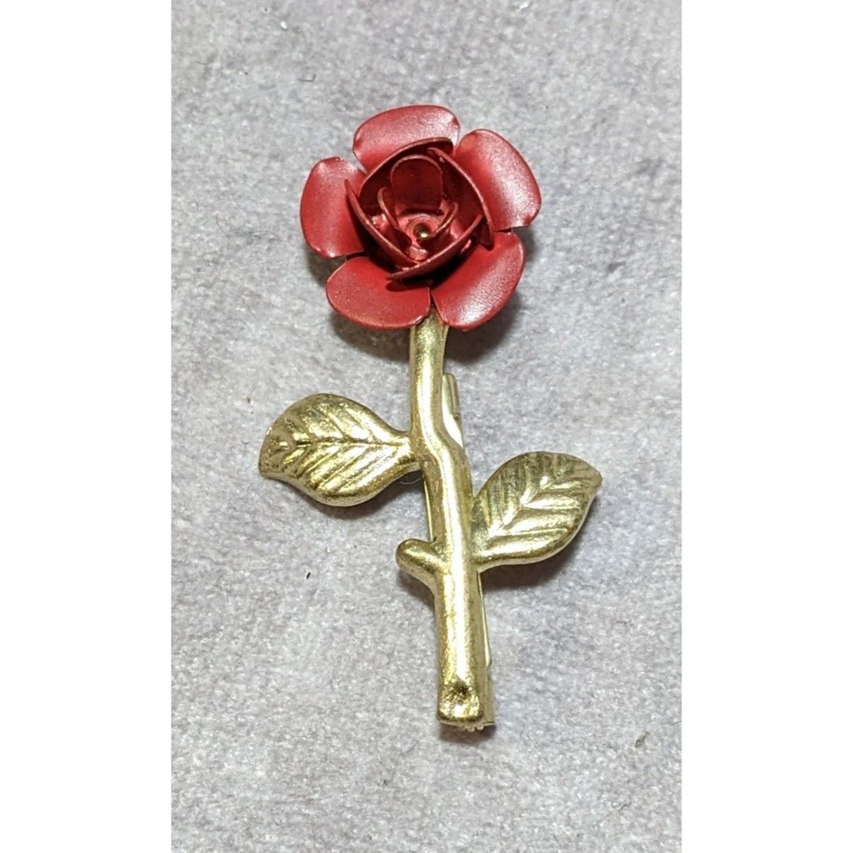 Other Vintage Red And Gold Metal Floral Metal Rose Brooch Size ONE SIZE - 4 Thumbnail