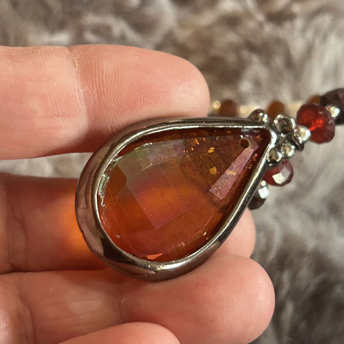 Handmade Handcrafted repurposed glass pearl garnet bead necklace Size ONE SIZE - 9 Thumbnail