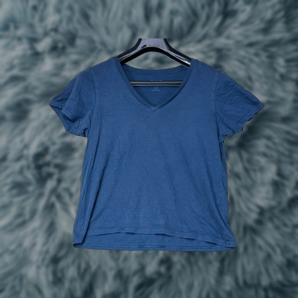 Vintage Pact Shirt Womens S Blue V Neck Short Sleeve Organic Cotton Stretch T-Shirt Casual Womens Size S / US 4 / IT 40 - 1 Thumbnail