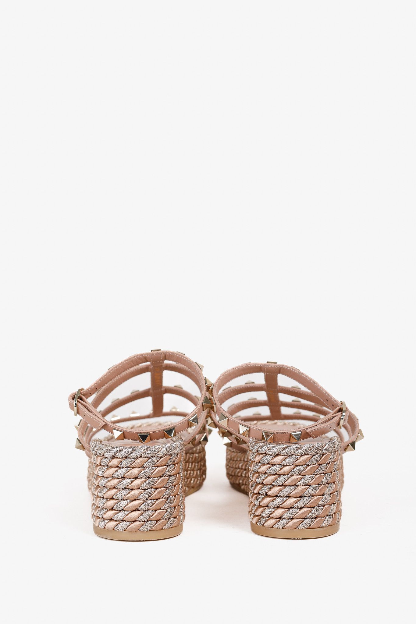 Valentino Valentino Garavani Rockstud Double Espadrille Wedge Sandals Size US 10.5 / IT 40.5 - 3 Thumbnail
