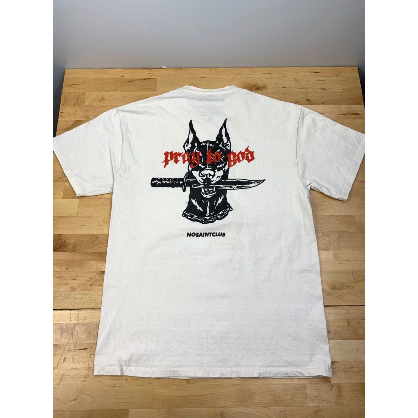 Vintage No Saint Club Graphic Tee Repercussions T Shirt Size M White Short Sleeve Mens Crew Neck T-Shirt Size US M / EU 48-50 / 2 - 4 Thumbnail