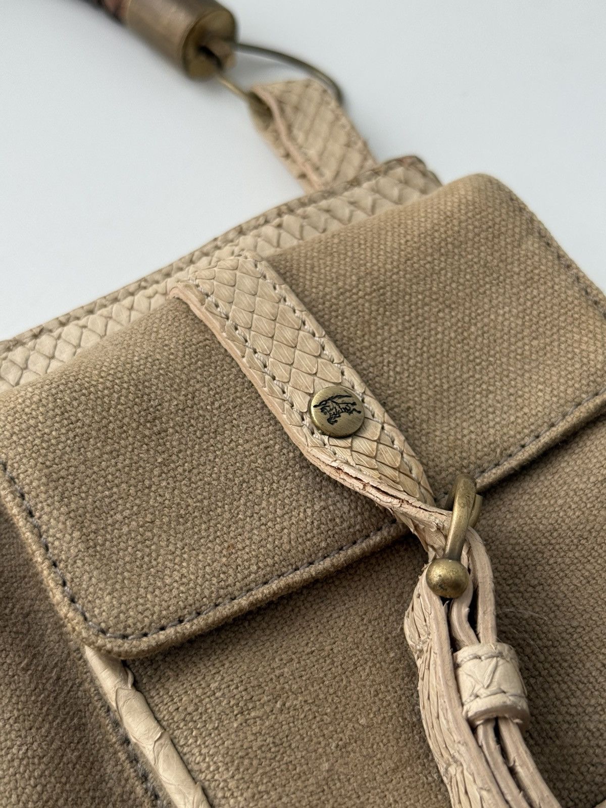 Burberry Prorsum Burberry Prorsum Python-Style Leather Canvas Shoulder Bag Size ONE SIZE - 7 Thumbnail