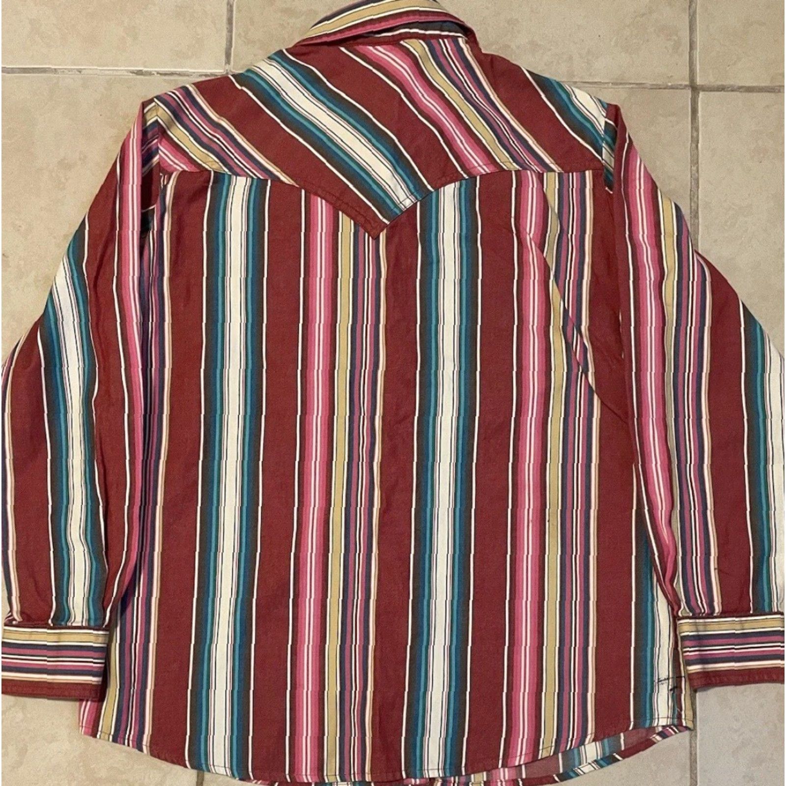 Wrangler VINTAGE Wrangler Striped Pearl Snap Shirt M Western Cowboy Aztec Grunge AOP 90s Y2K Mens Size US M / EU 48-50 / 2 - 2 Thumbnail
