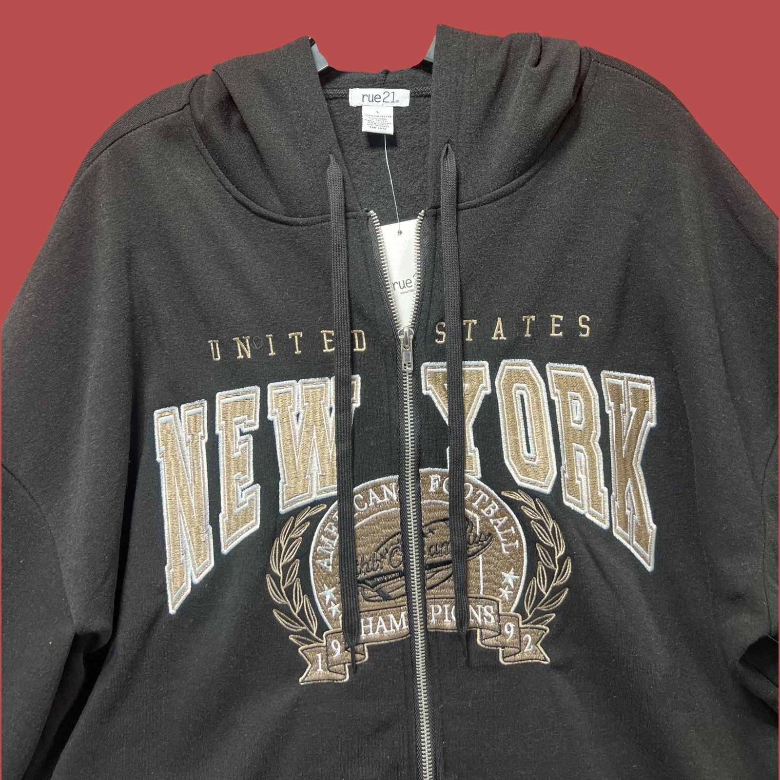 rue21 Rue 21 - Men's Long Sleeve Hooded Sweatshirt - Black - Large Size US L / EU 52-54 / 3 - 10 Thumbnail