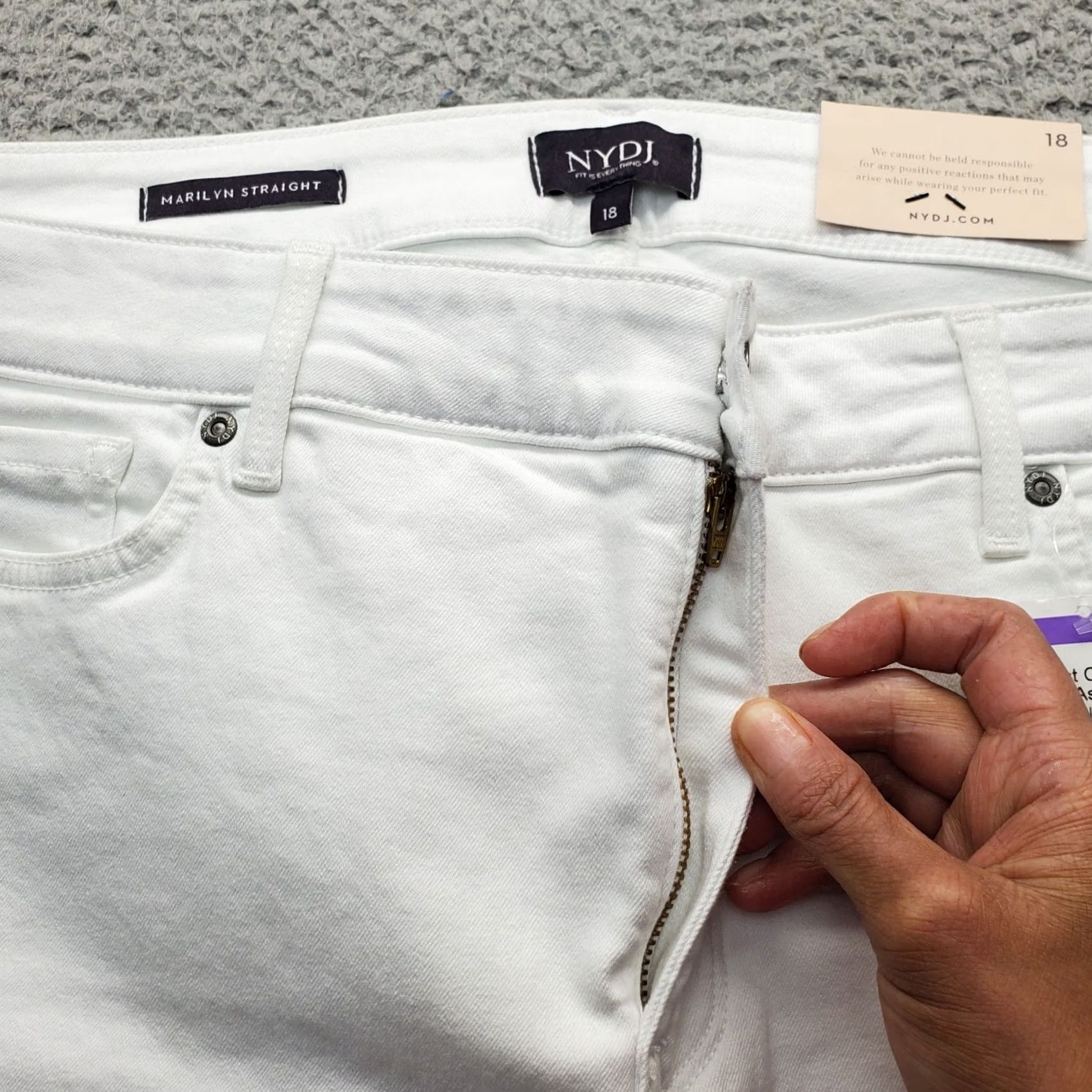 NYDJ NYDJ Womens Jeans 18 White Denim Marilyn Light Wash 5-Pocket Design Straight Leg Size 18 Womens White Denim NYDJ Jeans Size 40" / US 18 - 7 Thumbnail