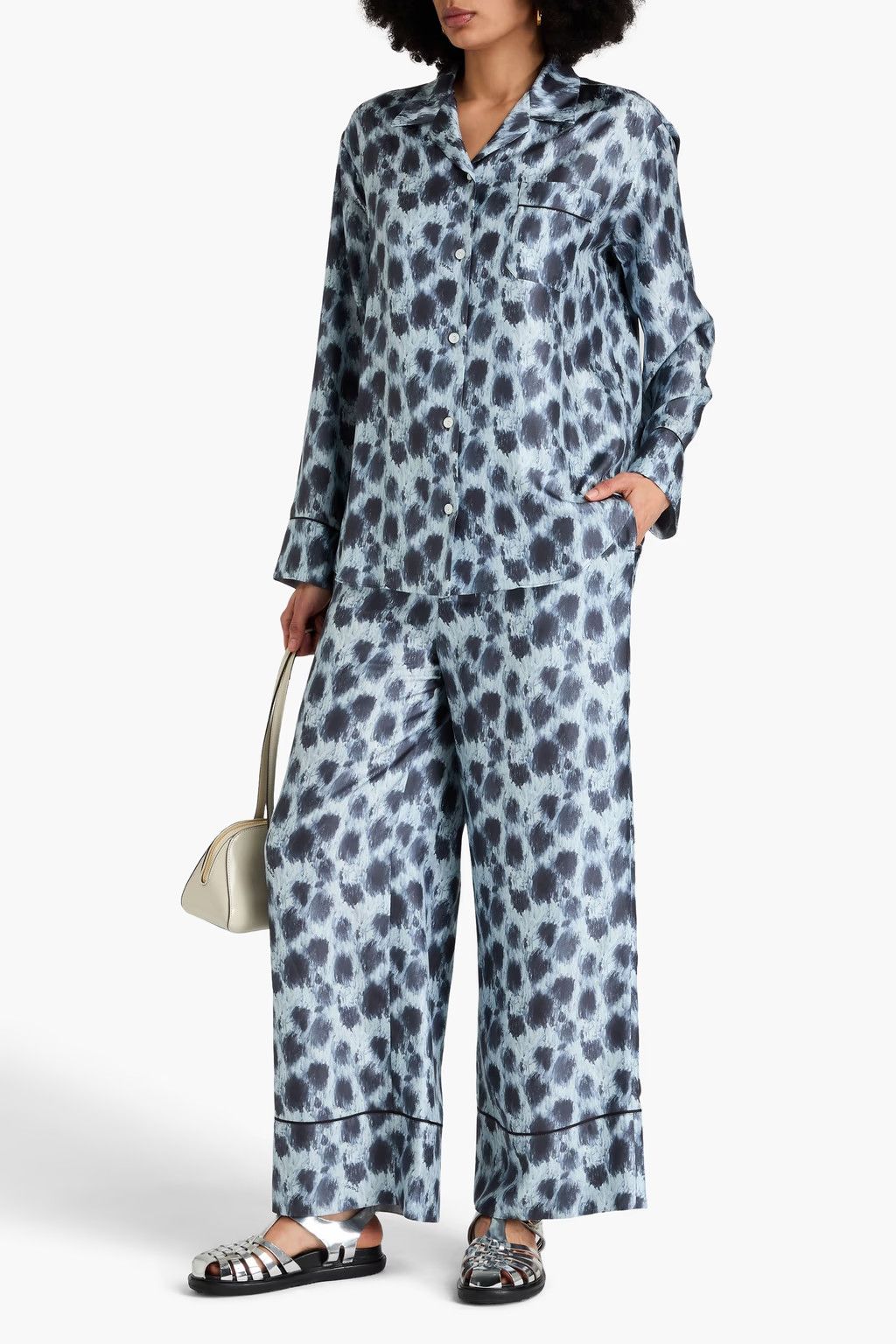 Marni o1y1125 Patterned Shirt in Sky Blue/Black Size XS / US 0-2 / IT 36-38 - 2 Thumbnail