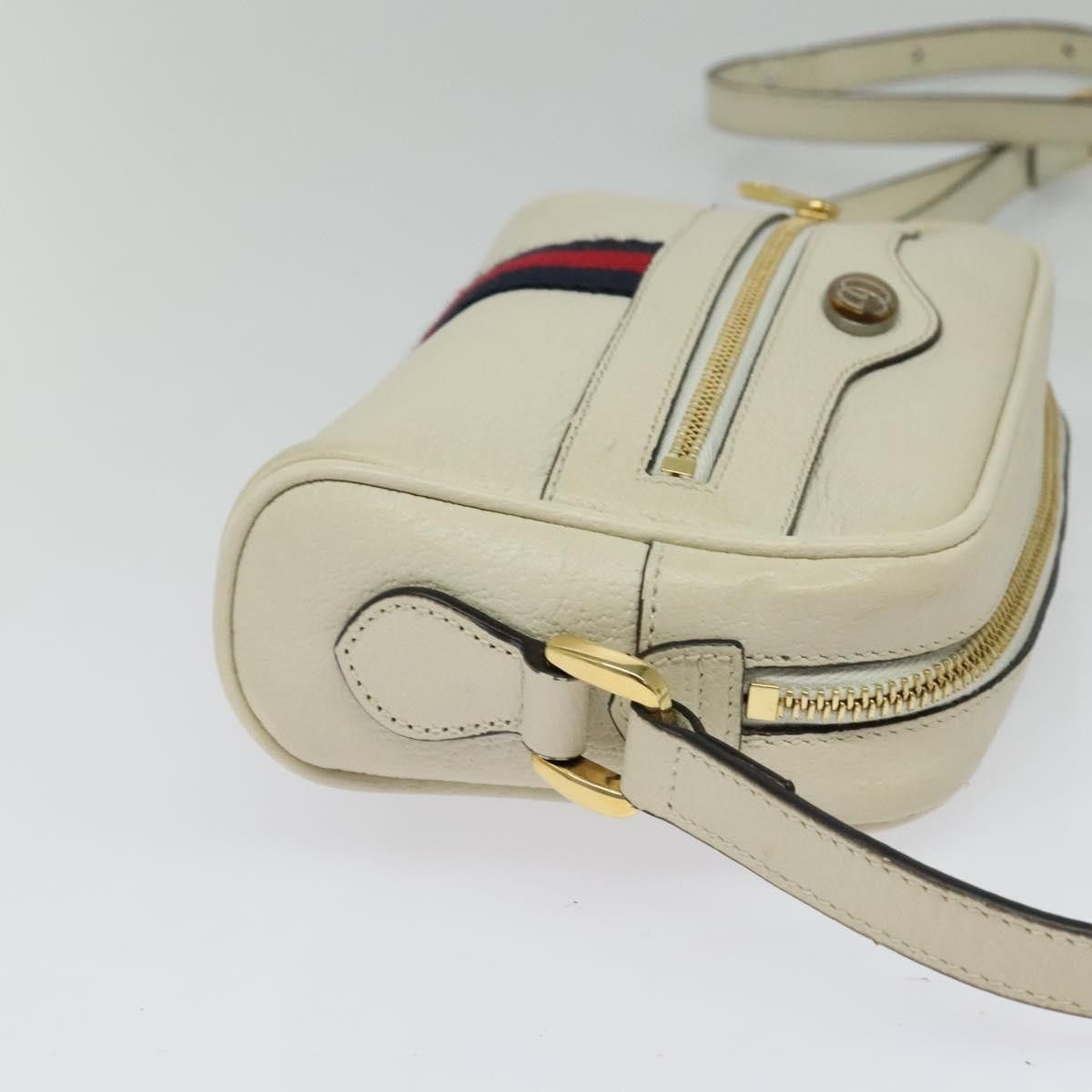 Gucci GUCCI Sherry Line Shoulder Bag Leather White Red Navy Size ONE SIZE - 5 Thumbnail