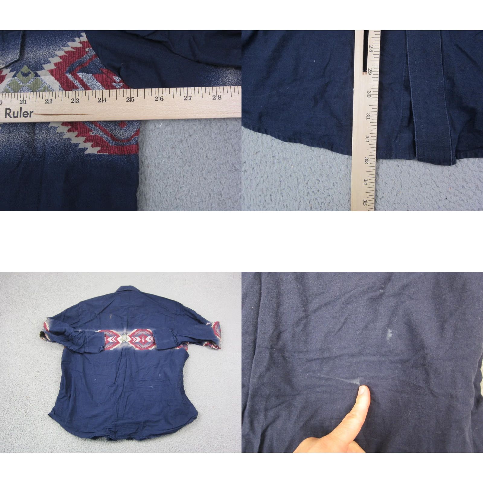 Wrangler VINTAGE Wrangler Shirt Mens XL Blue Aztec Snap Brushpopper 90s Western Button-Up Long Sleeve Collared Cotton Blue 90s Mens Size US XL / EU 56 / 4 - 8 Thumbnail