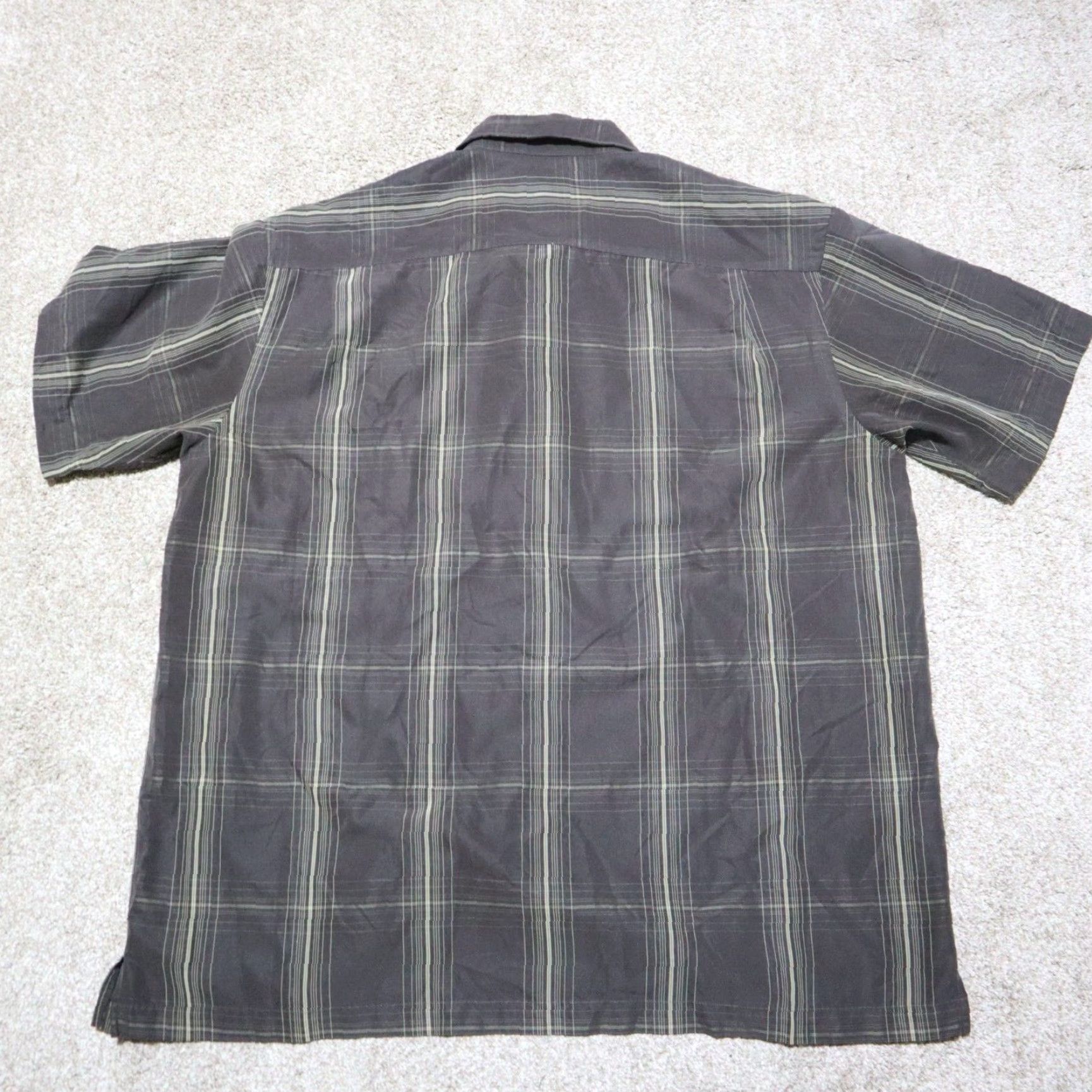 Van Heusen Van Heusen Shirt Men's Size 17.5 XL Solid Brown Plaid Pocket Button Up Size 46R - 7 Thumbnail