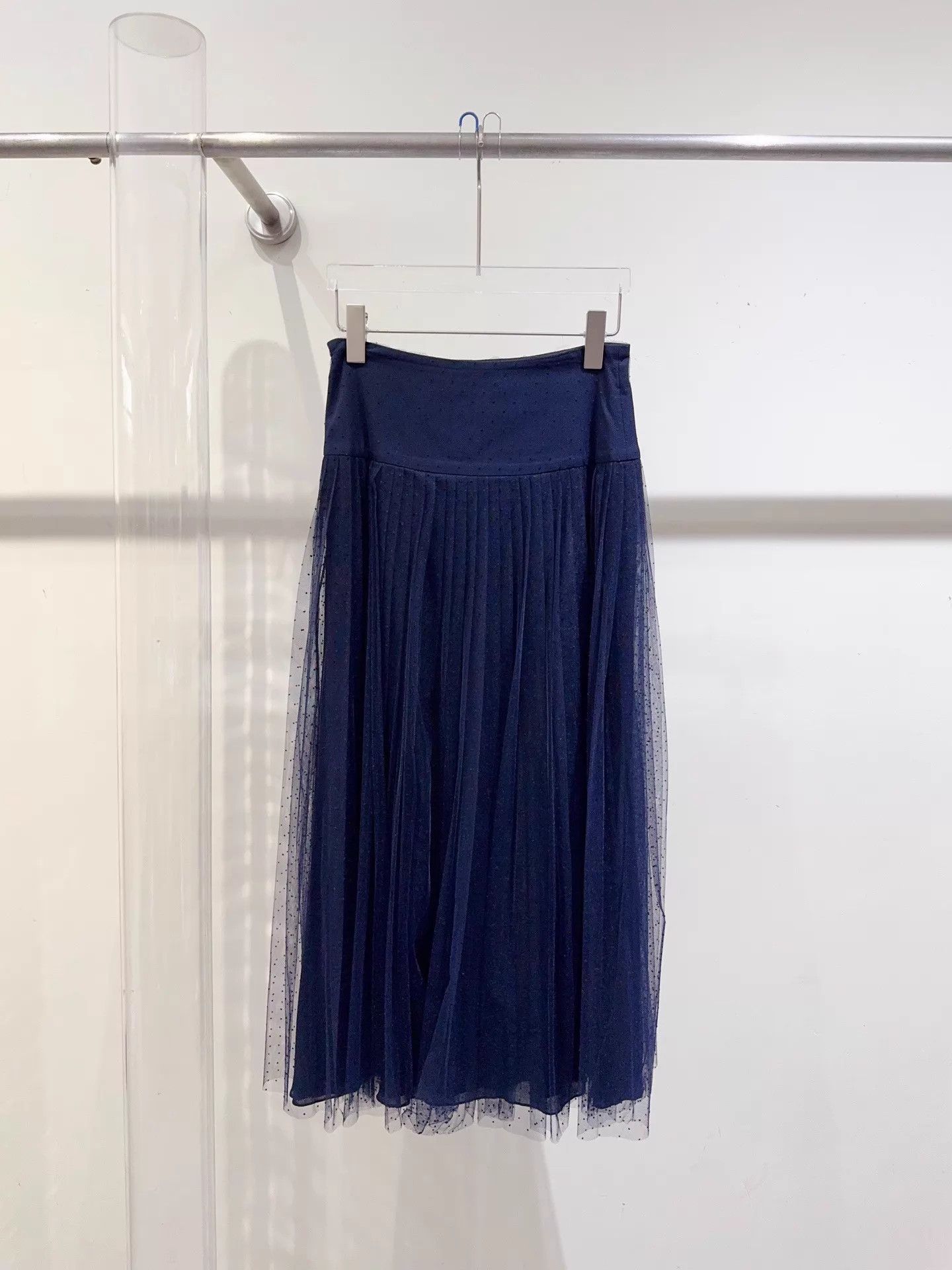Dior Dior Navy Blue Polka Dot H-W Skirt F36 98 New Size 26" / US 2 / IT 38 - 4 Thumbnail