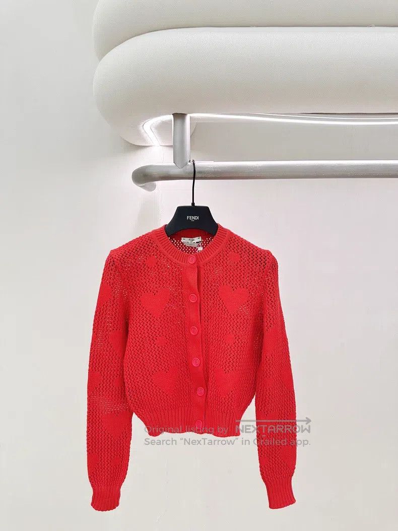 Fendi Fendi Red heart knit jacket Size XS / US 0-2 / IT 36-38 - 1 Thumbnail