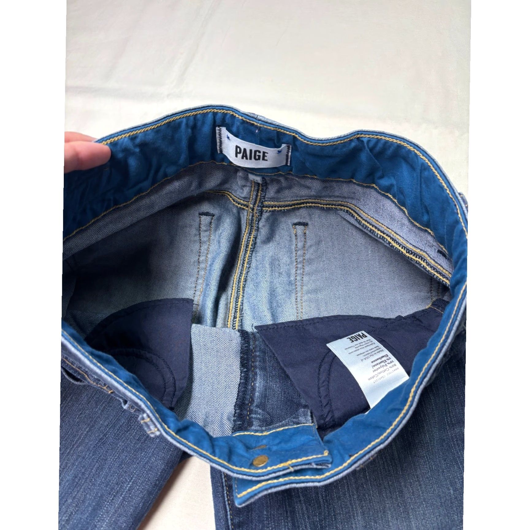 Paige Paige Hidden Hills Petite Flare Jeans Dark Wash Carson WA838 Womens 28X31 USA Size 28" / US 6 / IT 42 - 4 Thumbnail