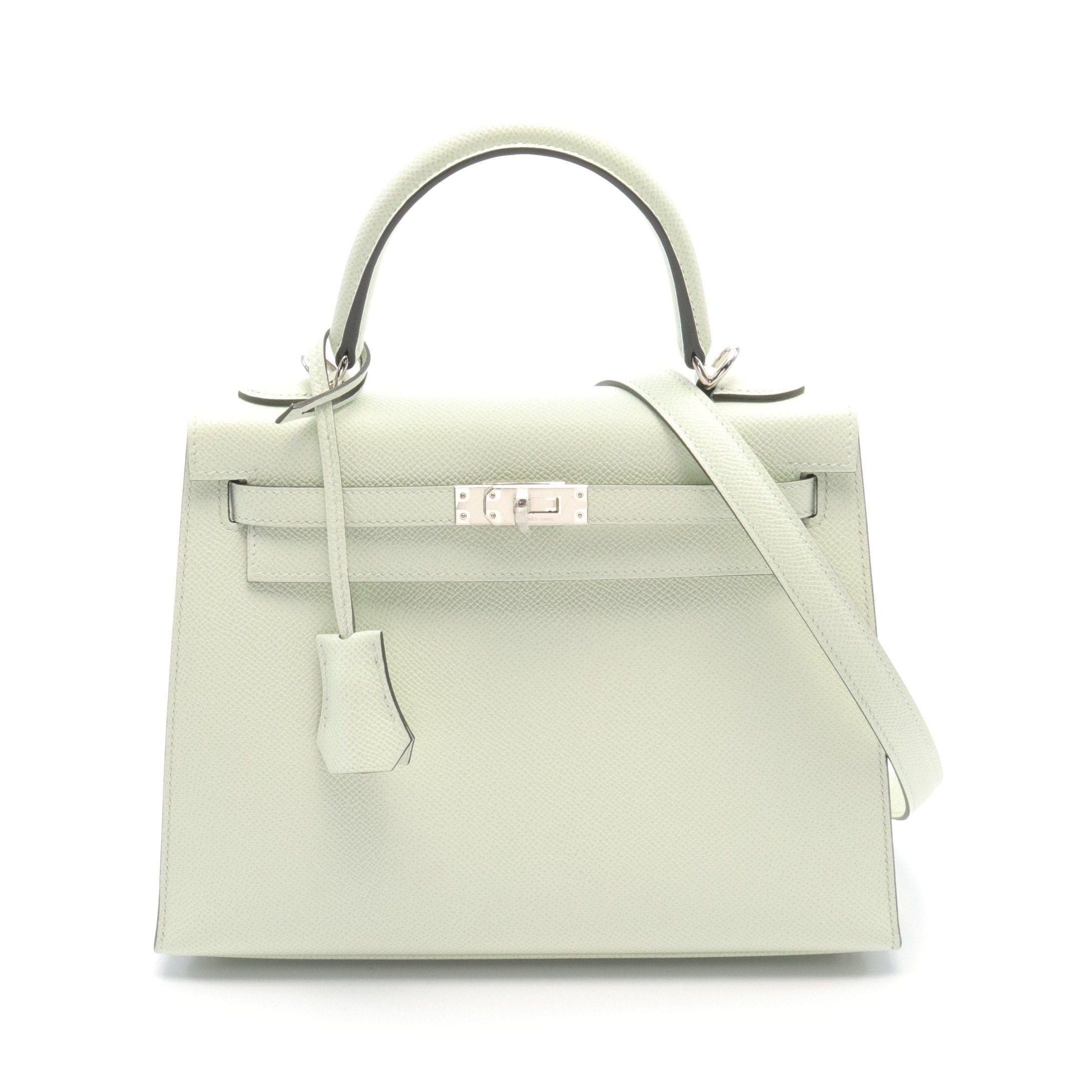 Hermes Hermes Kelly 25 Handbag Veau Epsom Light Green Silver Hardware Outside Sewing B Stamp Size ONE SIZE - 1 Thumbnail