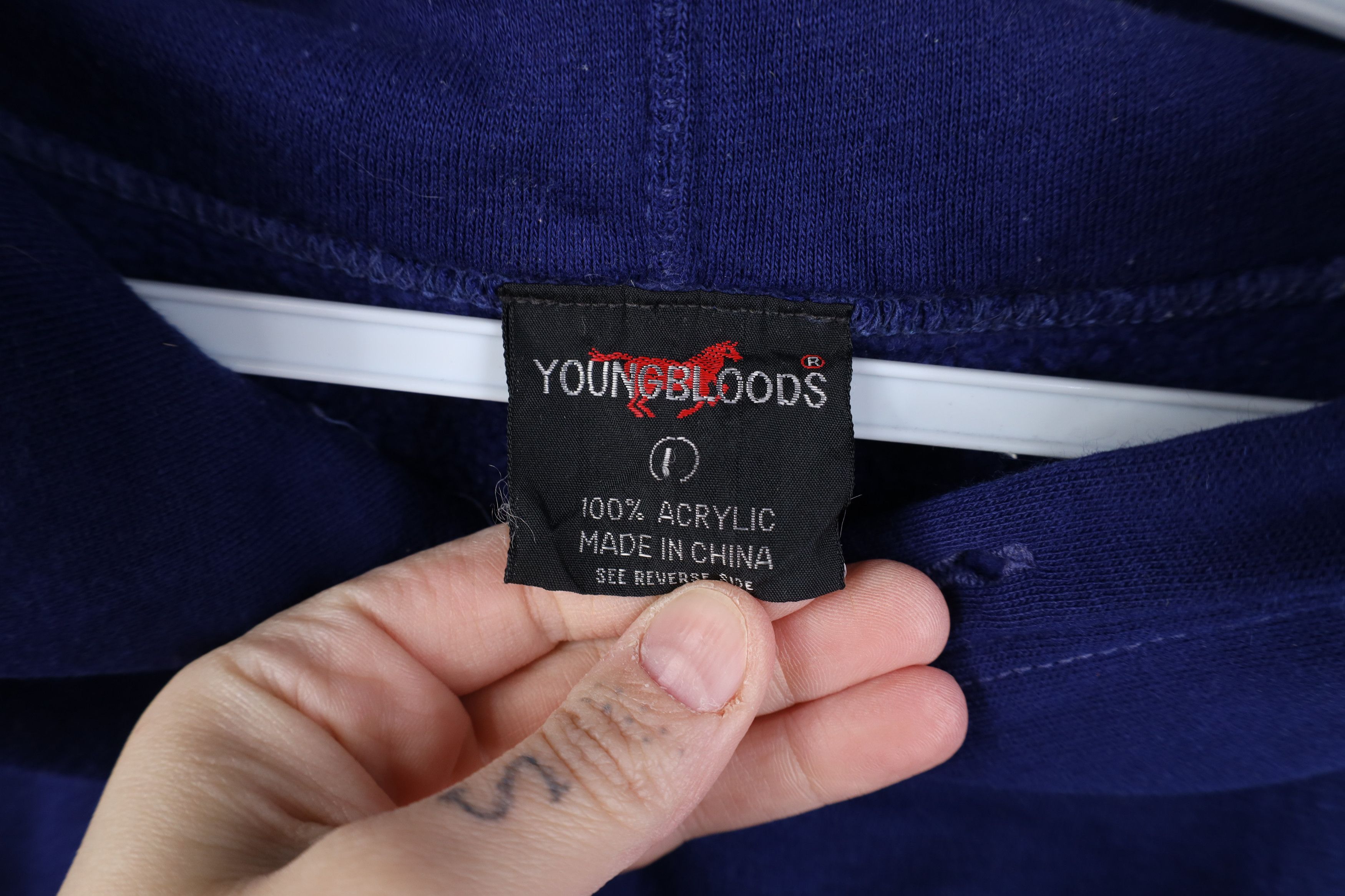 Vintage Vintage 70s 80s Streetwear Blank Hoodie Sweatshirt Blue Size US L / EU 52-54 / 3 - 6 Thumbnail