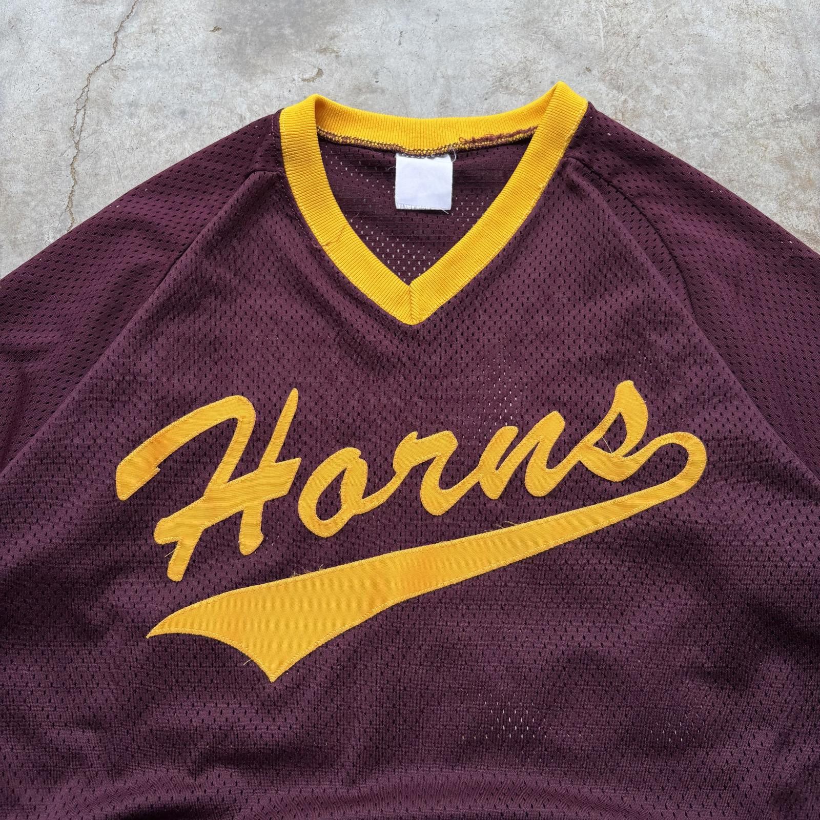 Vintage Vintage 80s Burgundy Horns Mesh Football Grunge Baggy Jersey Size US XL / EU 56 / 4 - 4 Thumbnail