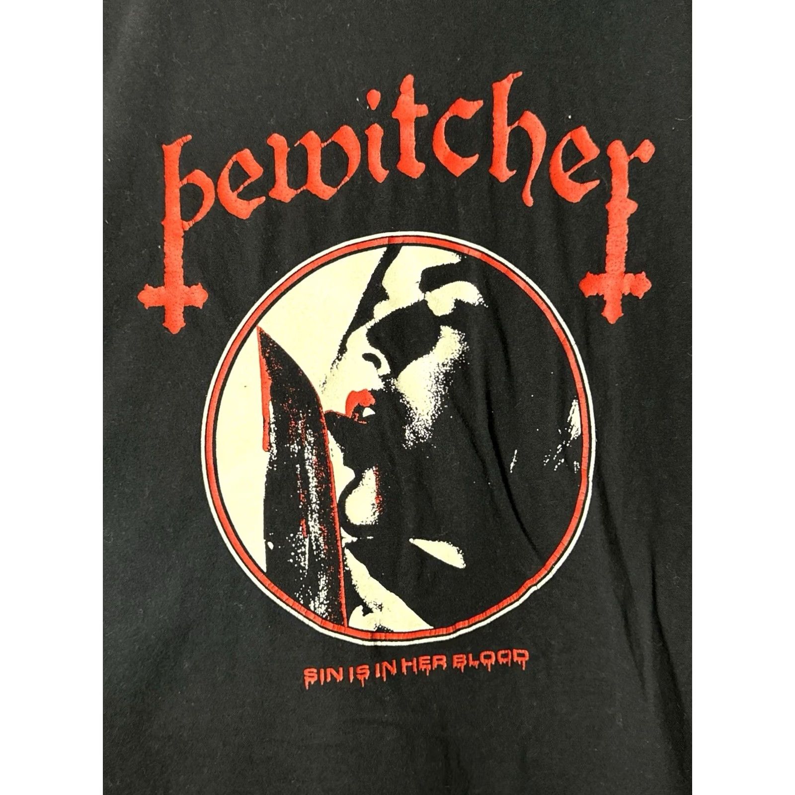 Next Level Bewitcher Sin Is In Her Blood Band T Shirt Black Metal Graphic Tee L Men Size US L / EU 52-54 / 3 - 2 Thumbnail
