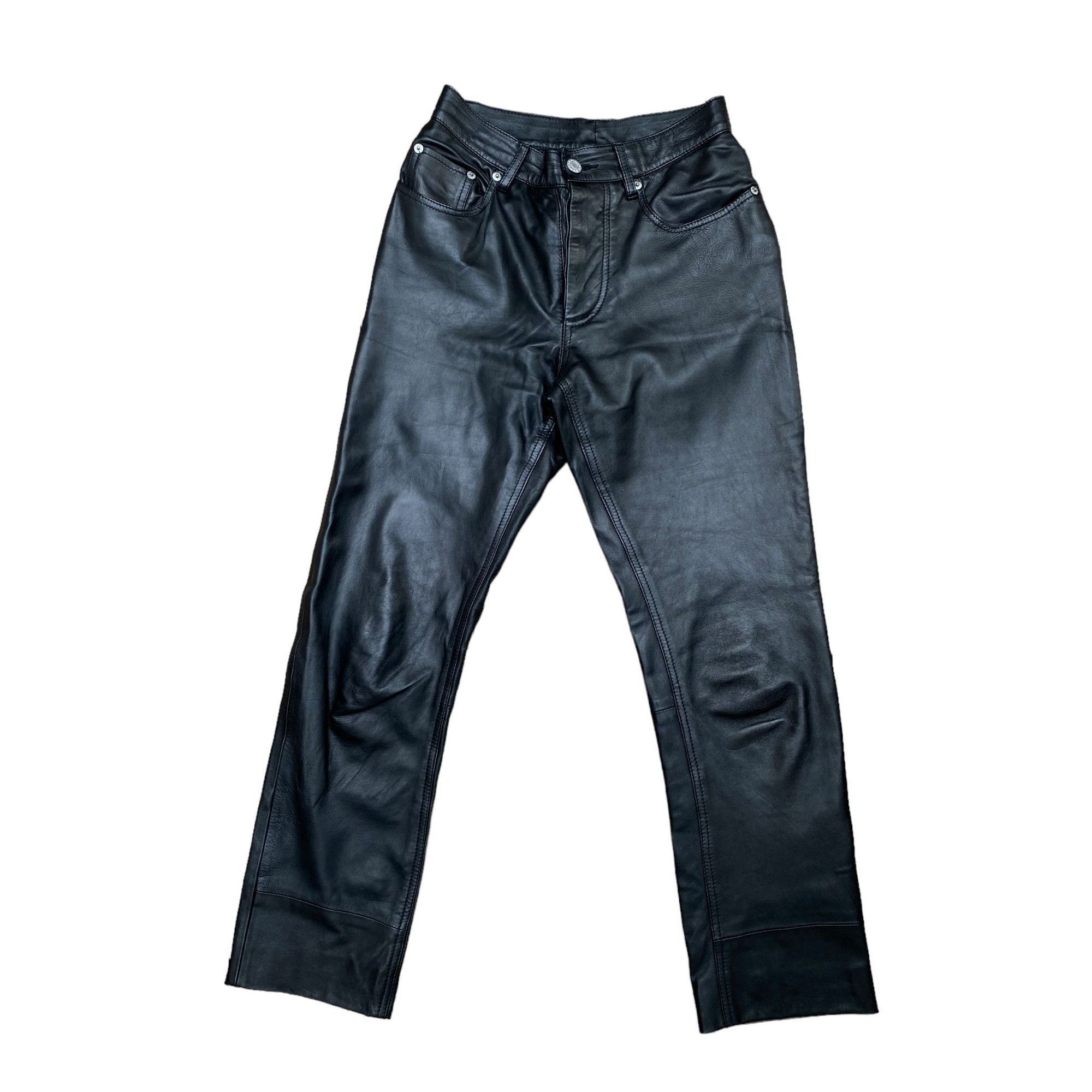 image of Helmut Lang 1998 Black Leather Pants, Men's (Size 26)