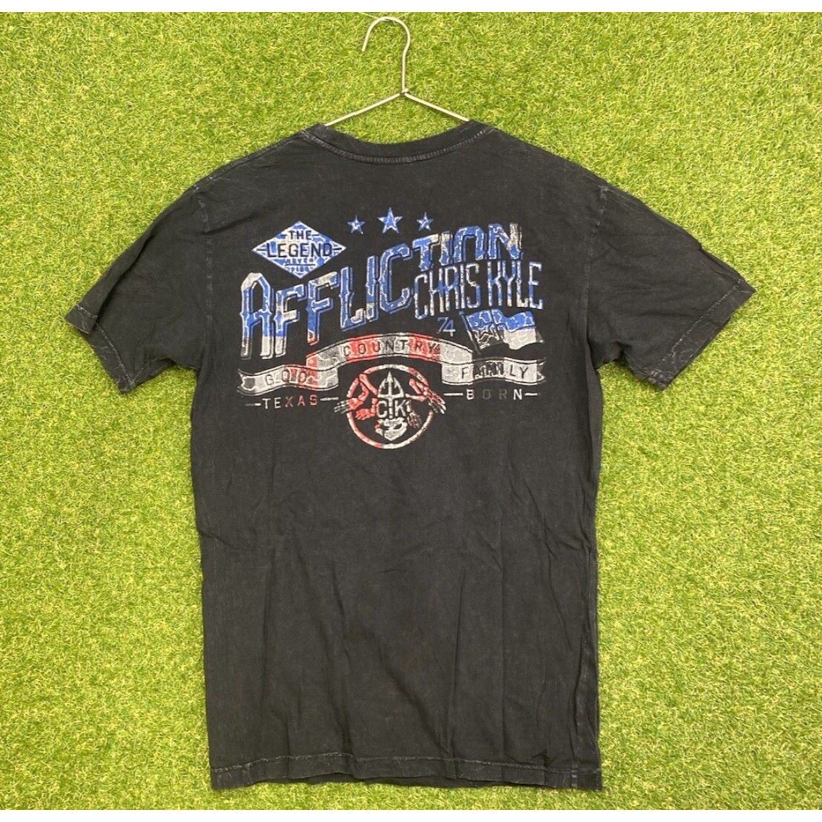 Affliction VINTAGE Affliction Men’s T-Shirt Crew Neck Graphic Print USA Flag 90s Style Short Sleeve Black Size US M / EU 48-50 / 2 - 2 Thumbnail
