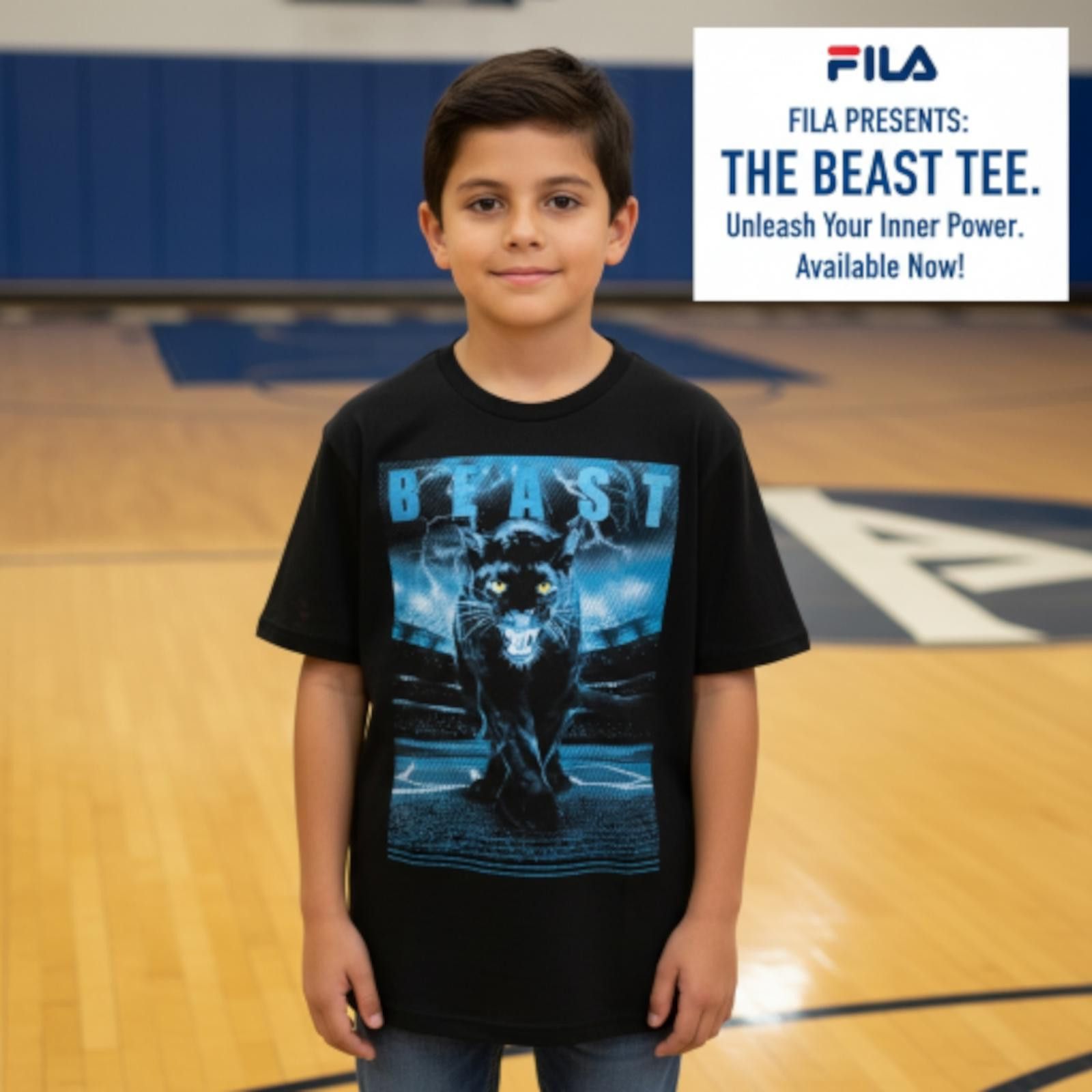Fila FILA Beast Tee Boys' Graphic T-Shirt Black Size XL Size US XL / EU 56 / 4 - 1 Thumbnail