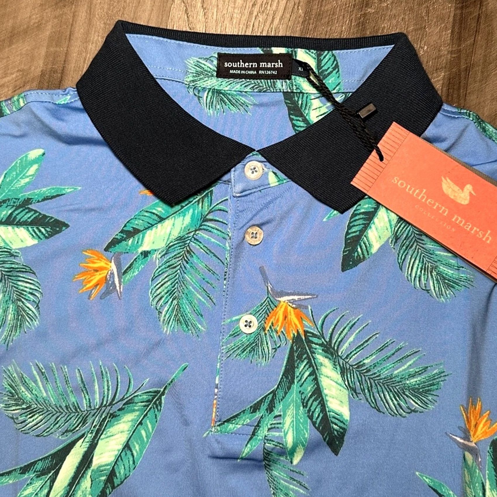 Vintage Southern Marsh Oahu Tropical Bayside Performance Polo XL Men Blue Size US XL / EU 56 / 4 - 6 Thumbnail
