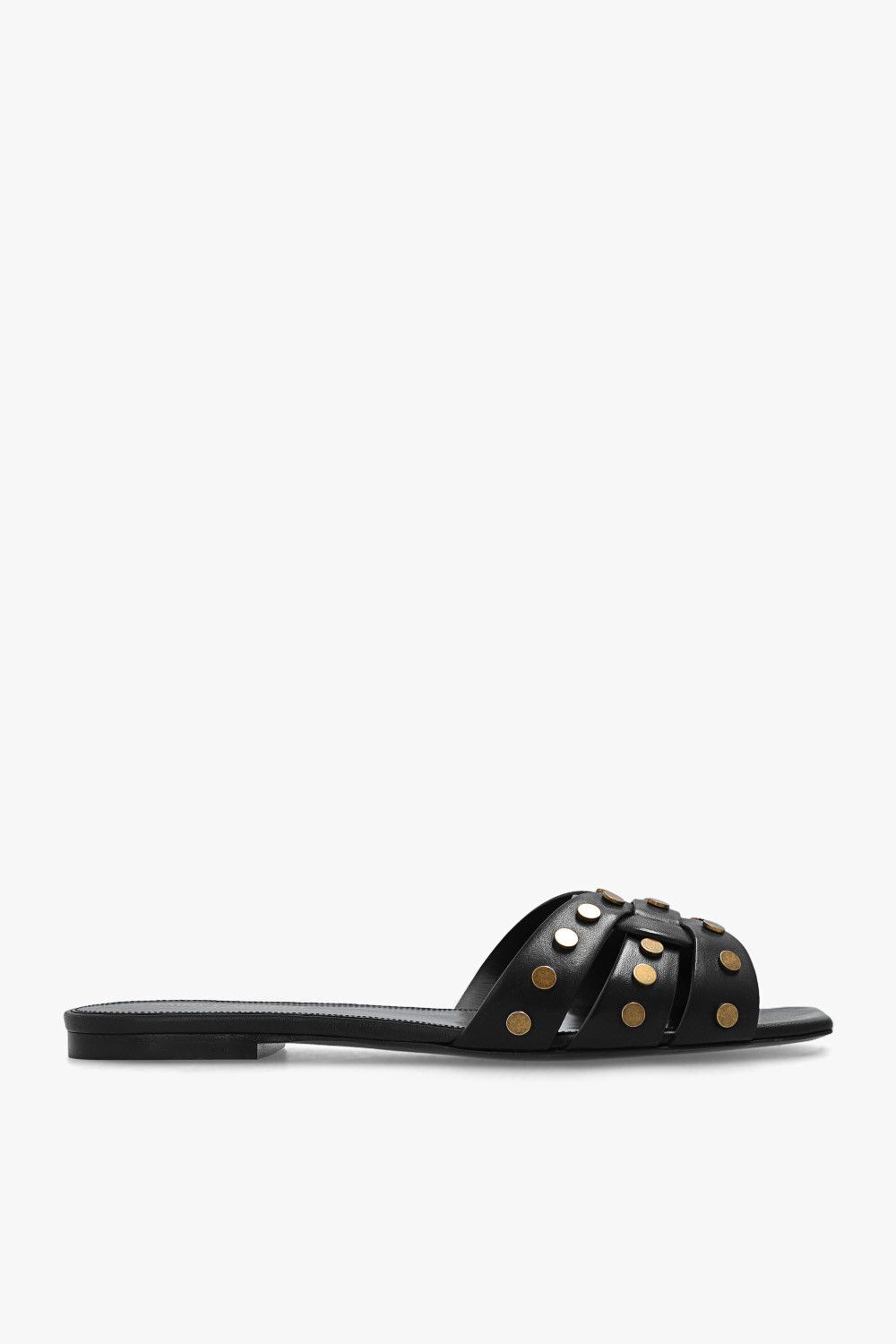 image of Saint Laurent Paris O1S1Wg110324 Tribute Leather Slides In Black, Women's (Size 7)