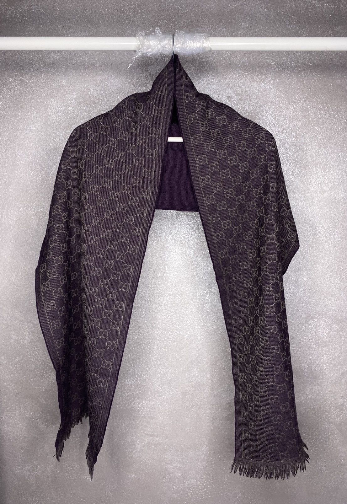 Gucci Gucci GG Monogram Wool Scarf Reversible Two Sides Purple Size ONE SIZE - 3 Thumbnail