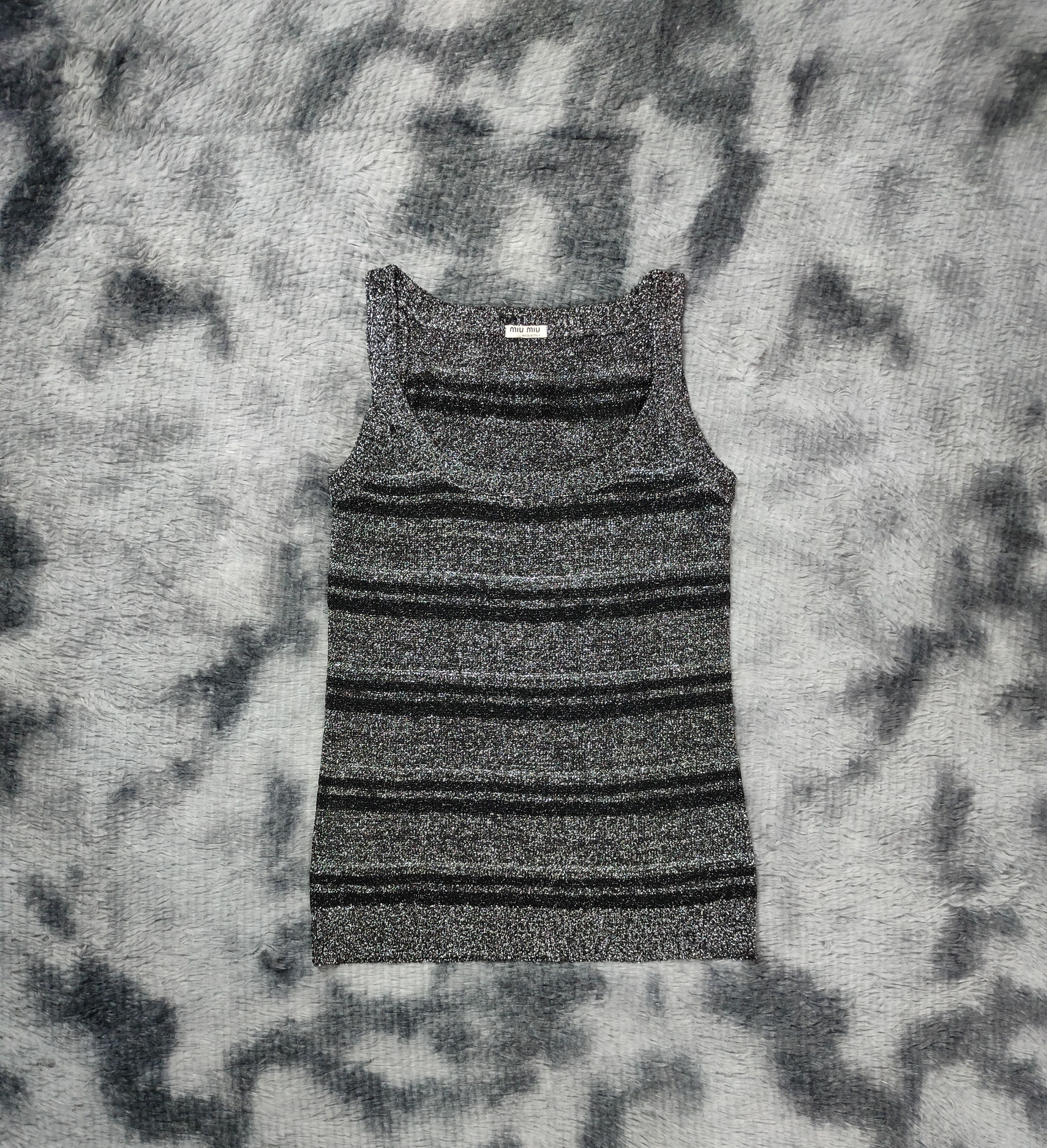 image of Miu Miu Prada Era Tank Top in Silver, Women's (Size Small)