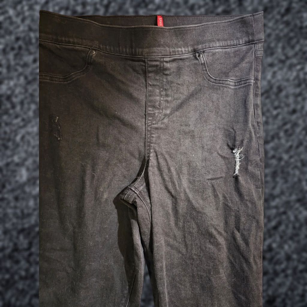 Spanx Jeans Black Stretch Denim Pull On High Rise Skinny Ankle Jegging Womens XL
