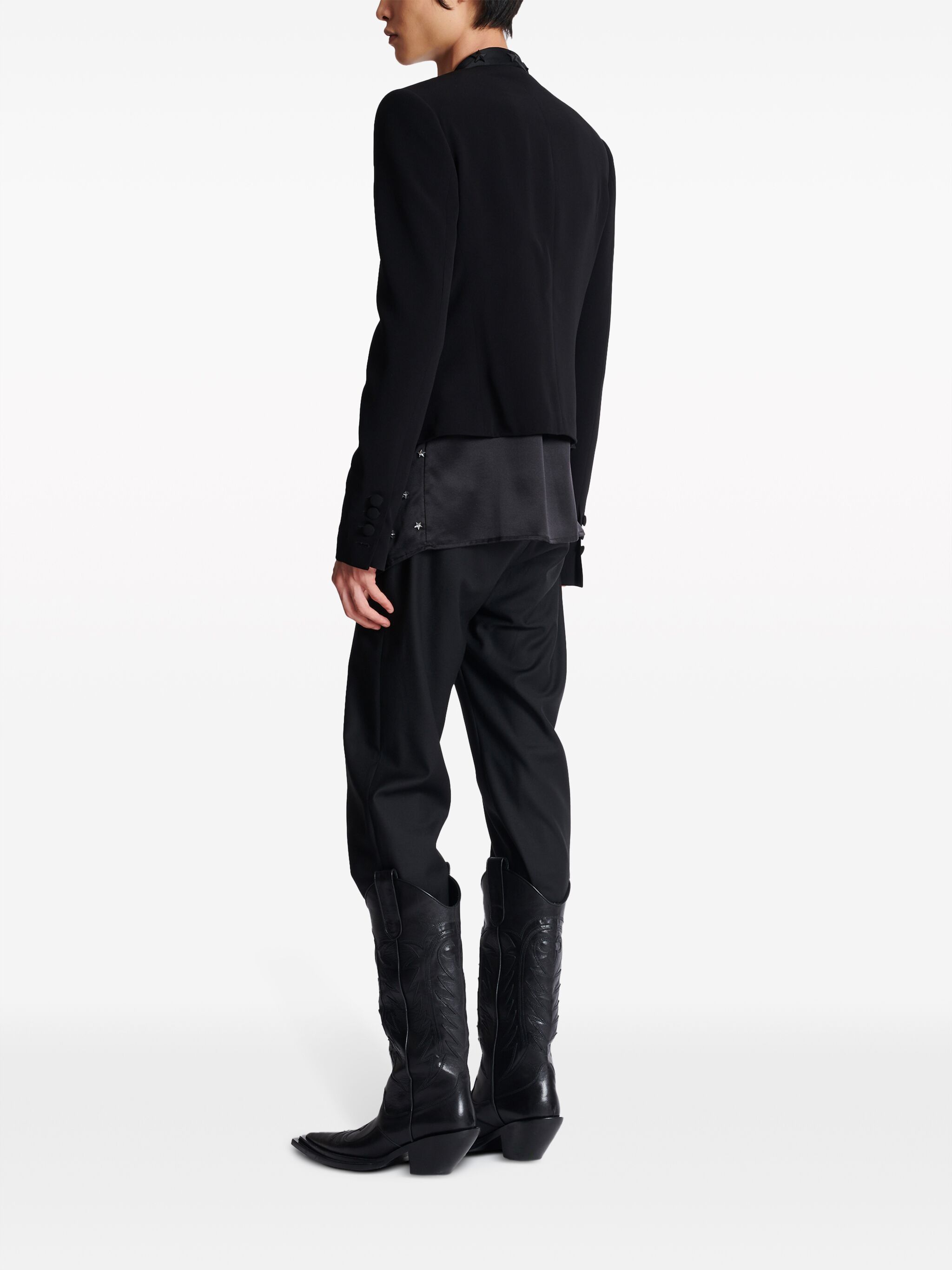 Balmain o1s1wg110125 Spencer Star-Embroidered Jacket in Black Size US S / EU 44-46 / 1 - 4 Thumbnail