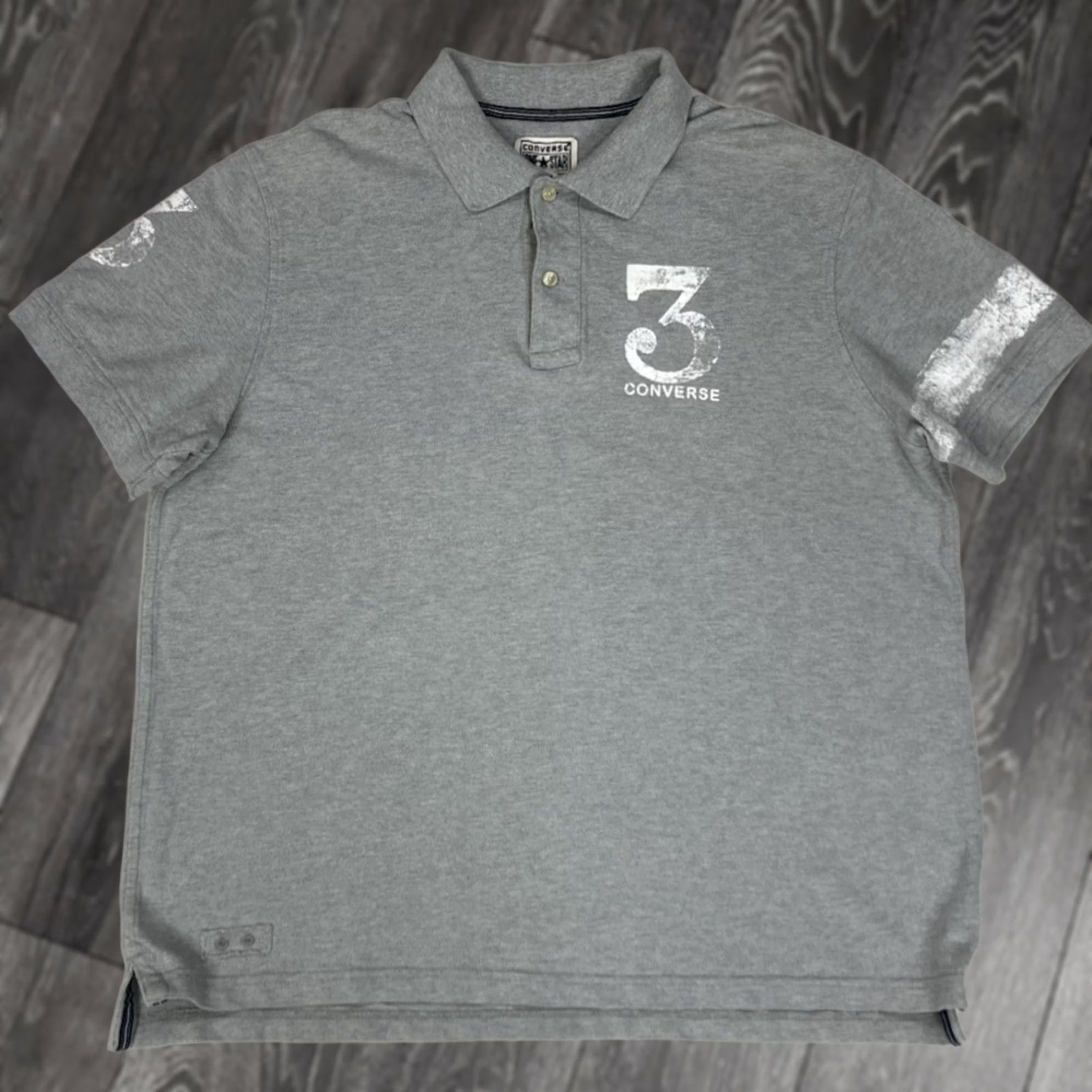 Converse VINTAGE Converse Polo Shirt Men XL Gray Short Sleeve Logo 3 White Size US XL / EU 56 / 4 - 1 Thumbnail