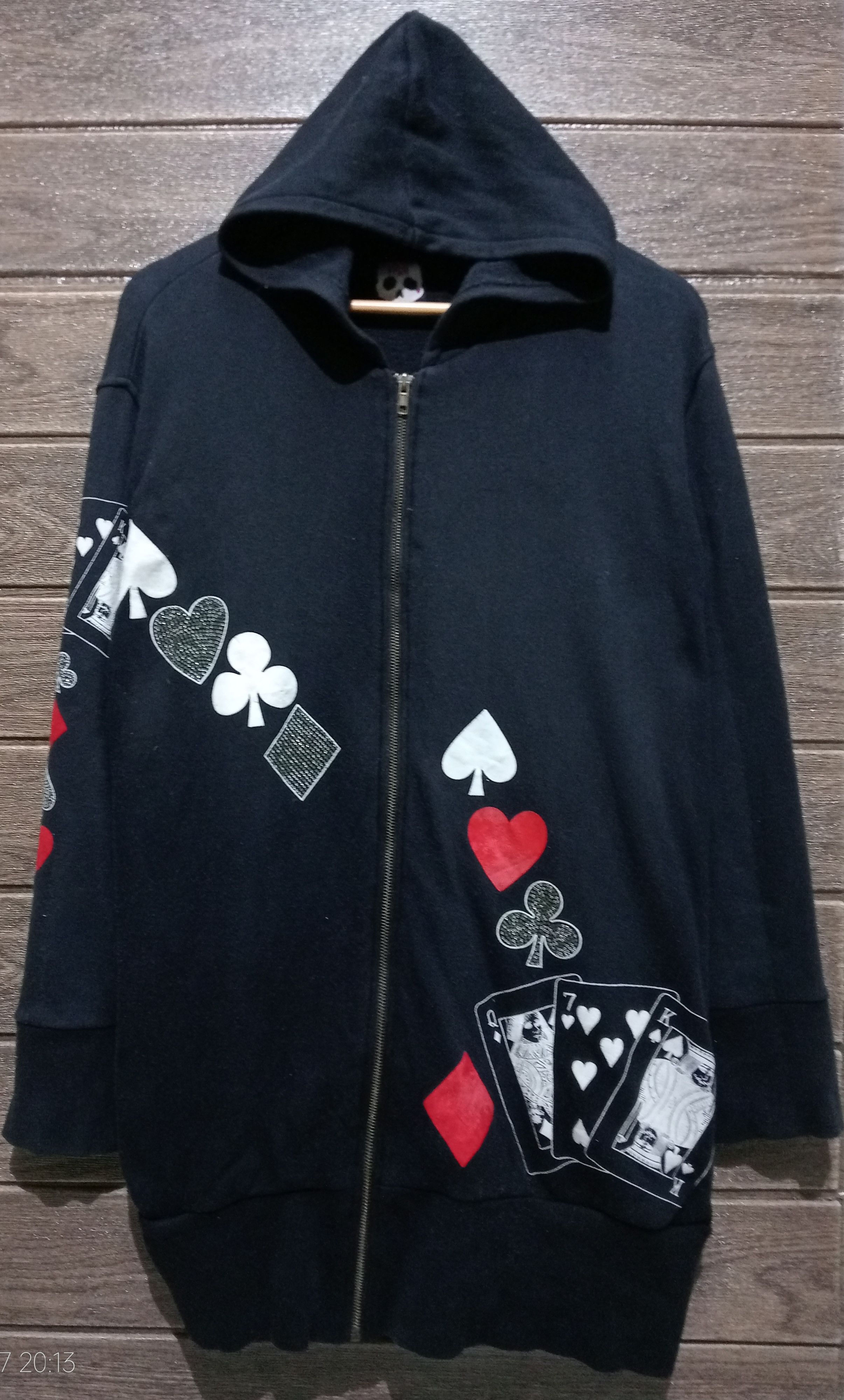 image of Blackjack x Vintage Banana Fish Playing Cards Pullover Zipper Hoodie in Black, Men's (Size XL)
