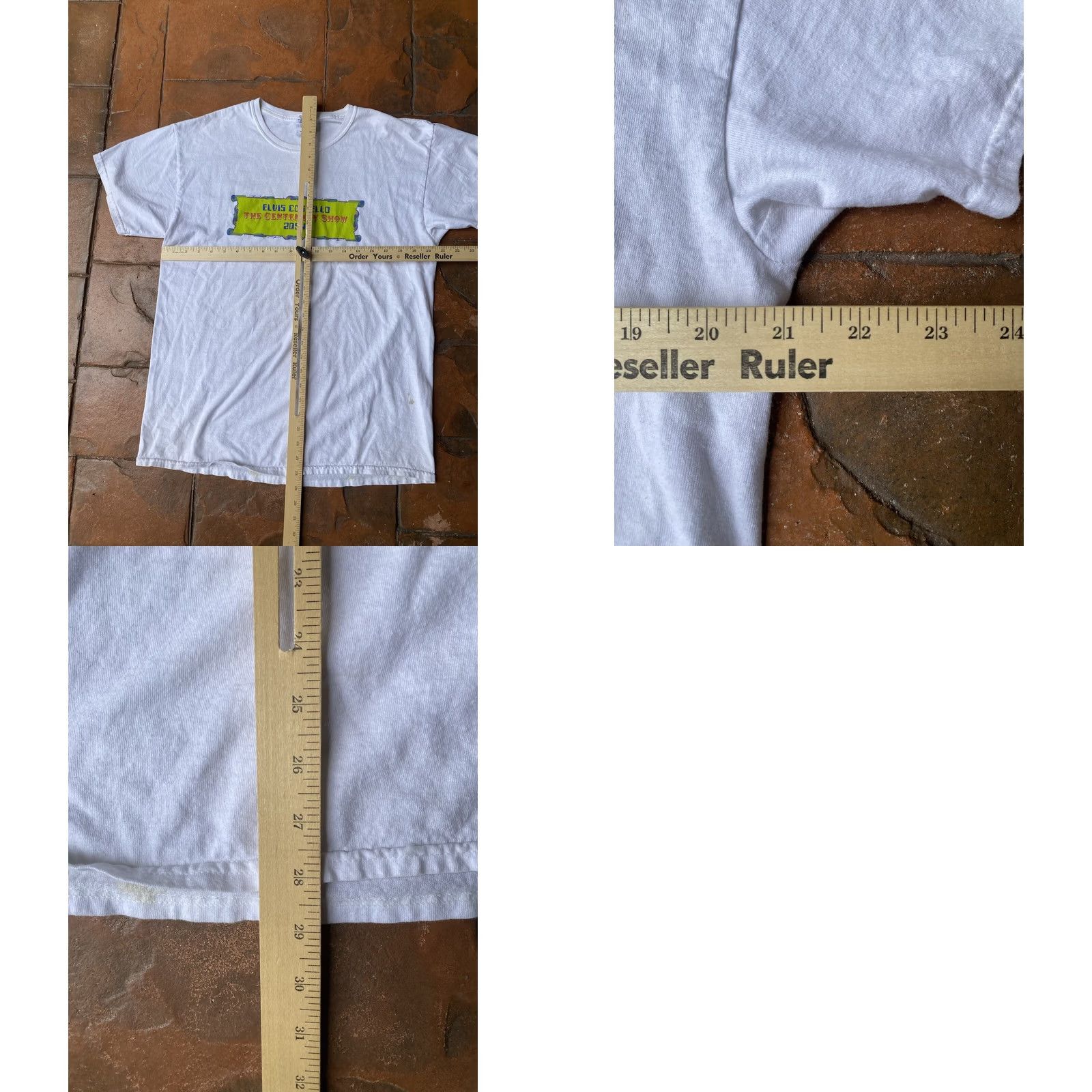 Gildan Y2K Elvis Costello The Centenary Show 2054 T-Shirt Large White Gildan Cotton Logo Short Sleeve Crew Neck Men Vintage: No Size US L / EU 52-54 / 3 - 9 Thumbnail