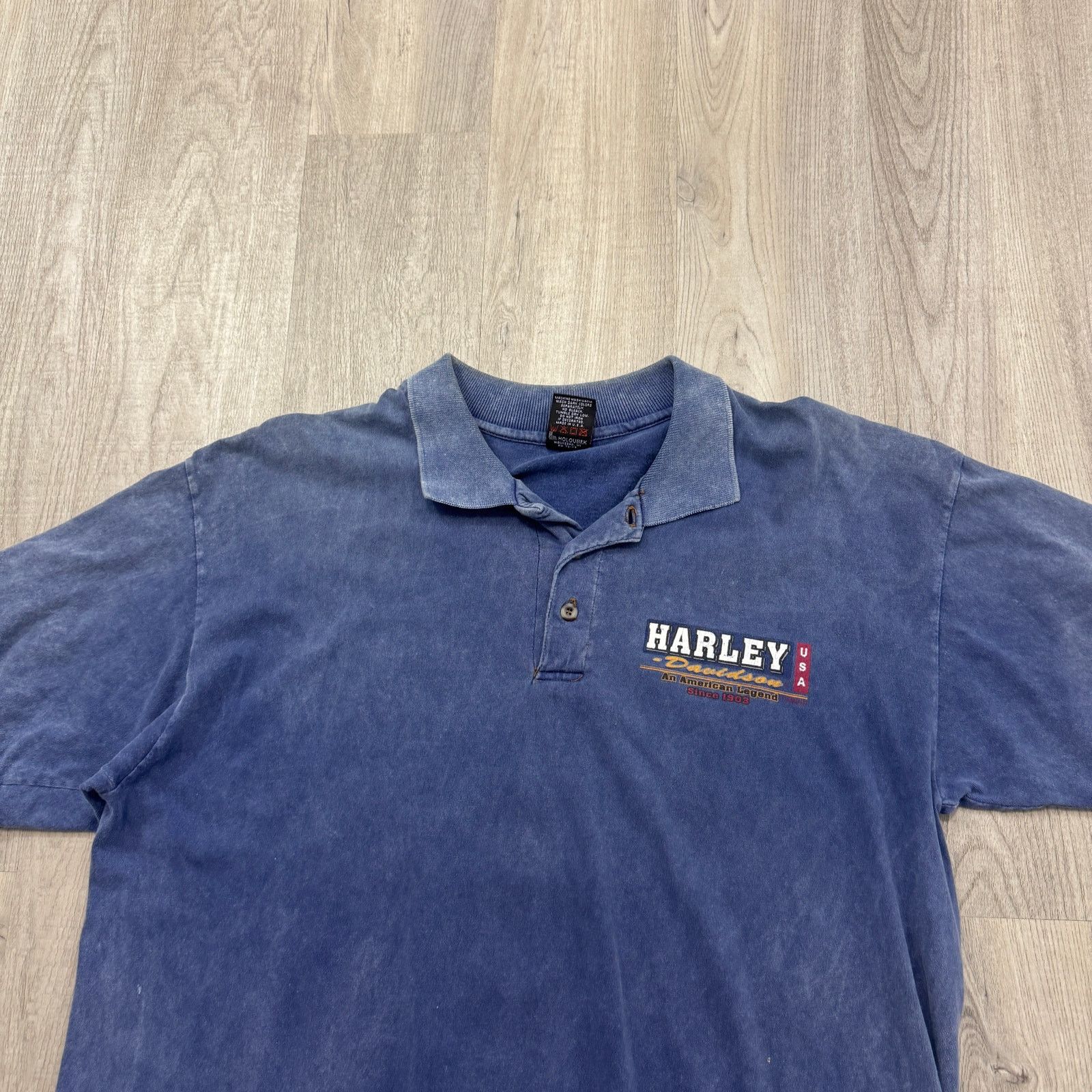Harley Davidson Vintage Harley Davidson Polo Shirt Men's XL Blue 90s Biker Size US XL / EU 56 / 4 - 2 Thumbnail
