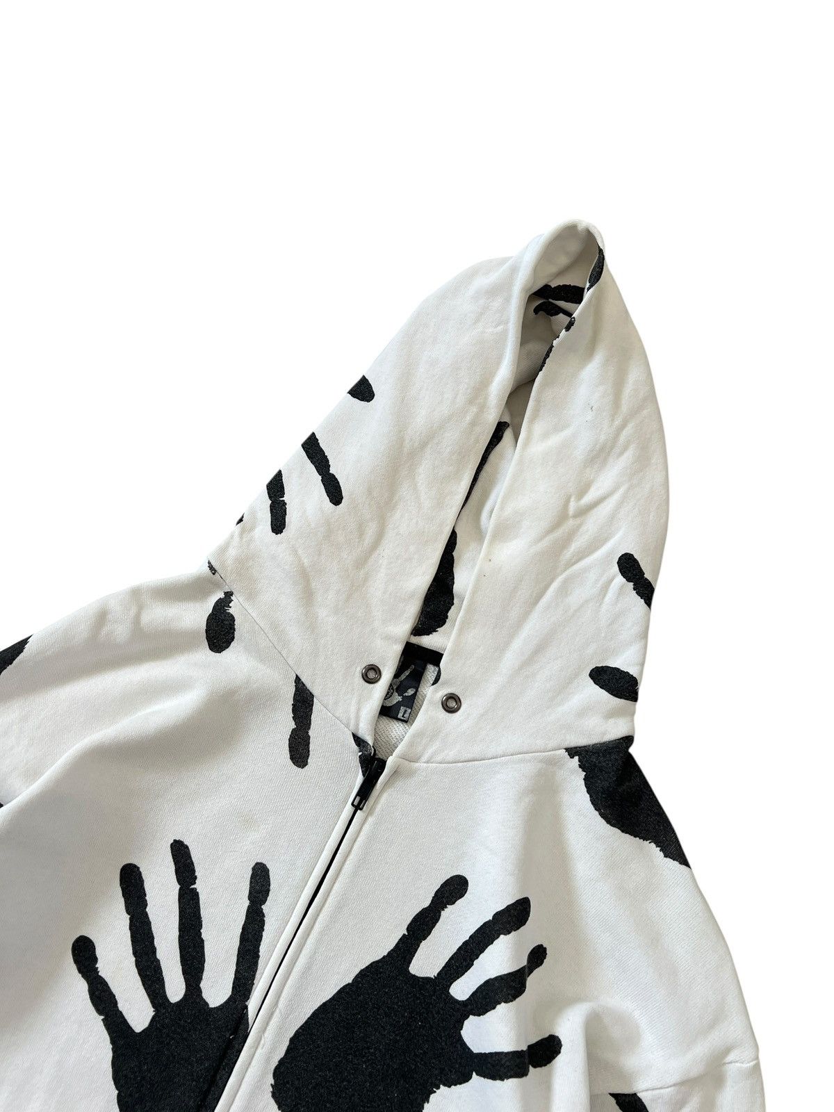Japanese Brand 1990s Hex Antistyle Hand Print Zipper Hoodie Size US L / EU 52-54 / 3 - 3 Thumbnail