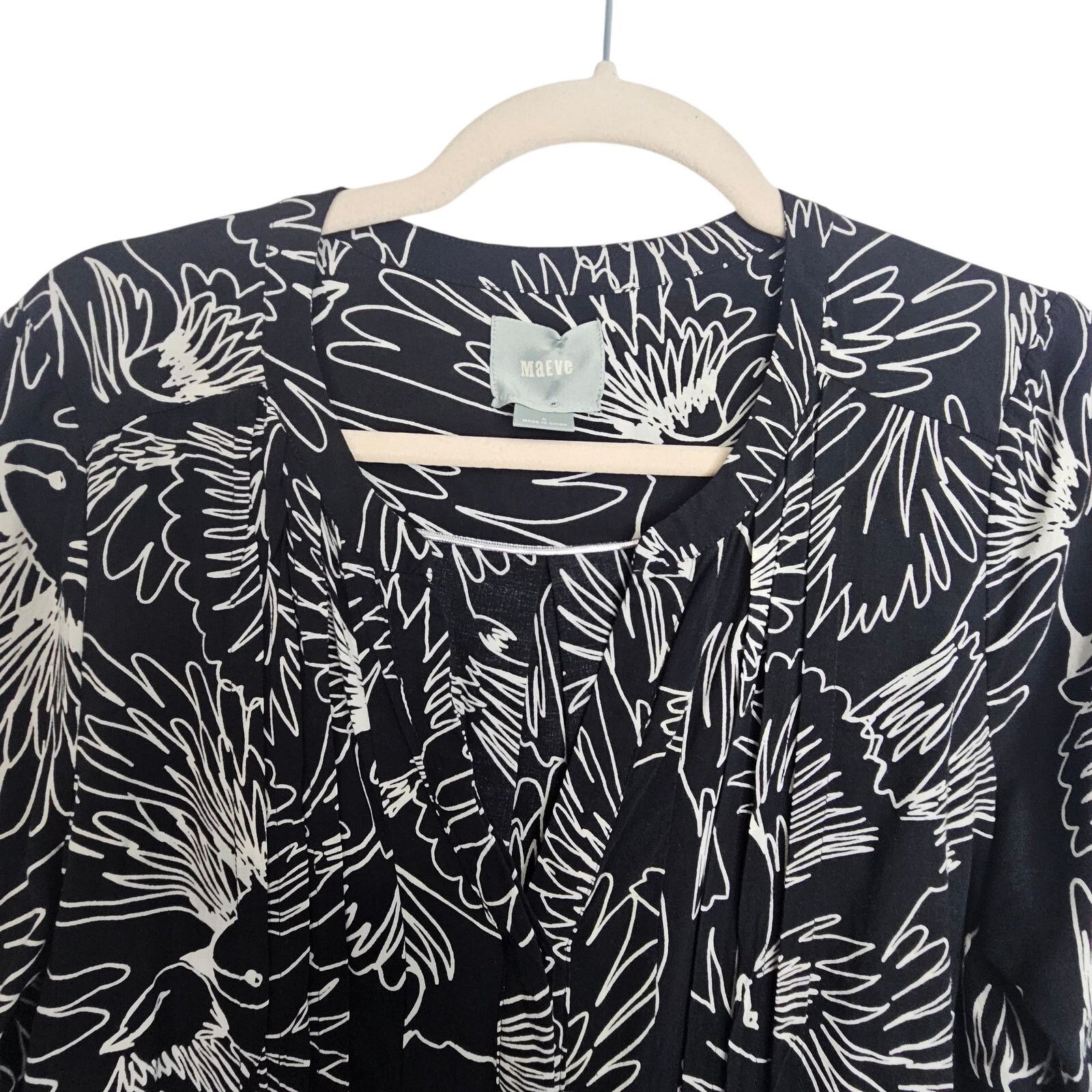 Anthropologie Maeve Anthropologie Bird Print Tunic 6 Button Front Artsy Size M / US 6-8 / IT 42-44 - 3 Thumbnail