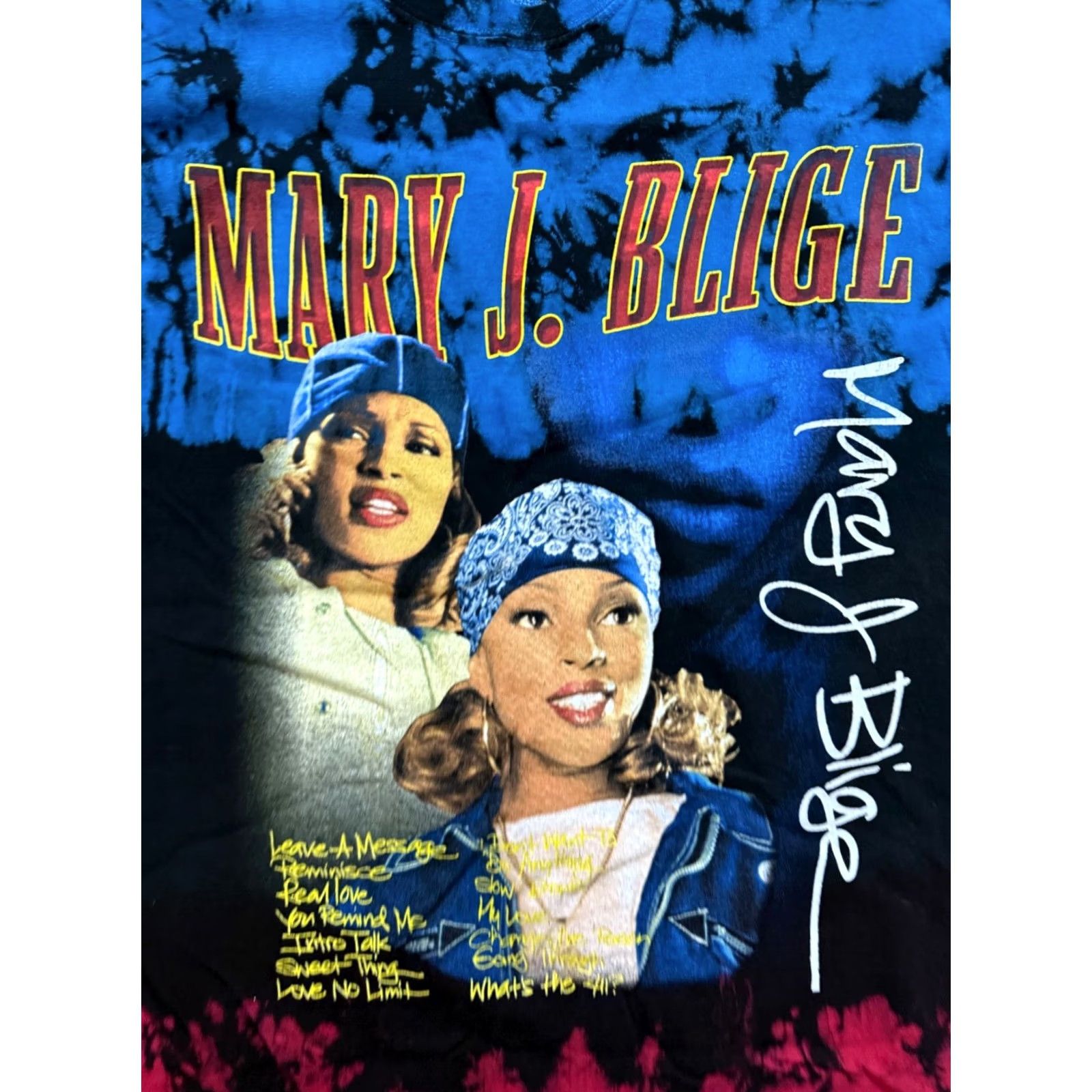 Vintage Mary J Blige T-Shirt XL Tie Dye Blue Pink Black Graphic Print Crew Neck Short Sleeve Hip Hop 90s Unisex Adults Men’s (Mens) Shirt Size US XL / EU 56 / 4 - 3 Thumbnail
