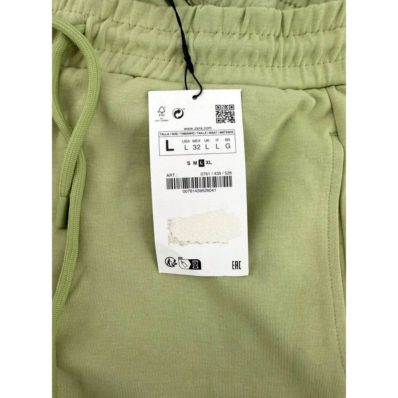 Zara Zara Shorts Mens L Green Light Lime Drawstring Sweatshorts Size US 33 - 3 Thumbnail