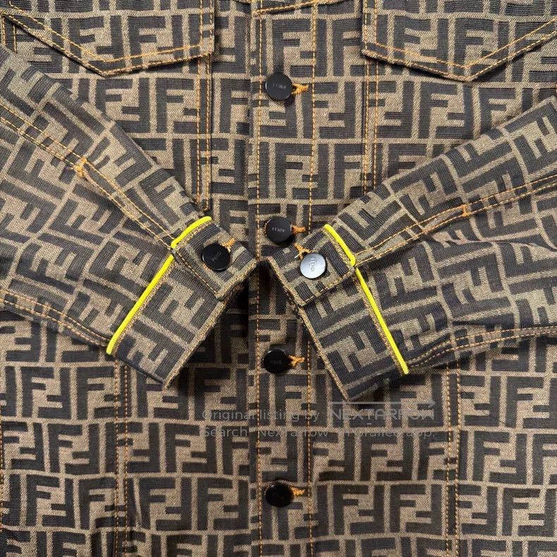Fendi Fendi Monogram Embossed Chest Leather Patch Denim Jacket Size US M / EU 48-50 / 2 - 7 Thumbnail